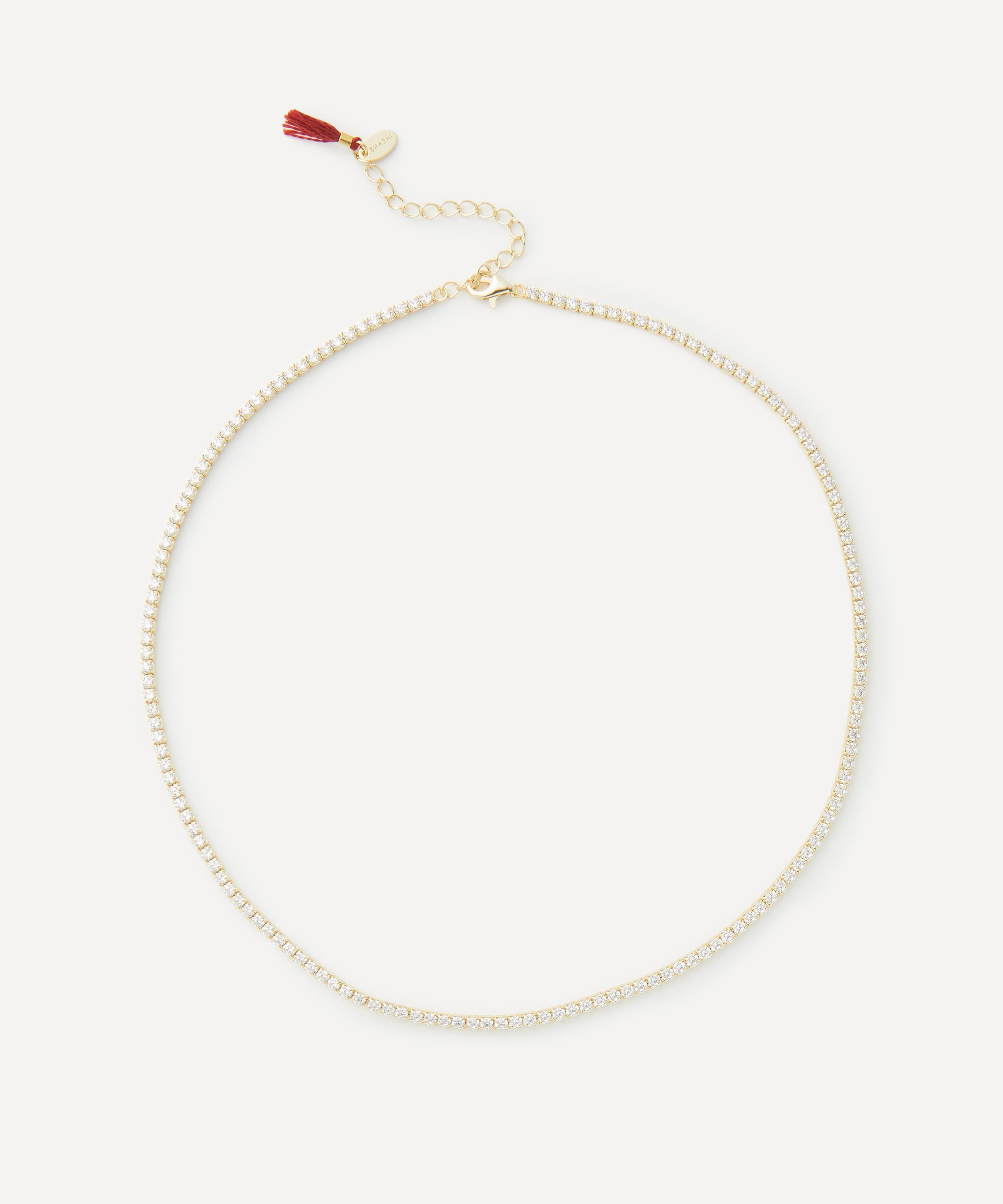 SHASHI - 18ct Gold-Plated Vermeil Silver Diamond Tennis Necklace image number 0