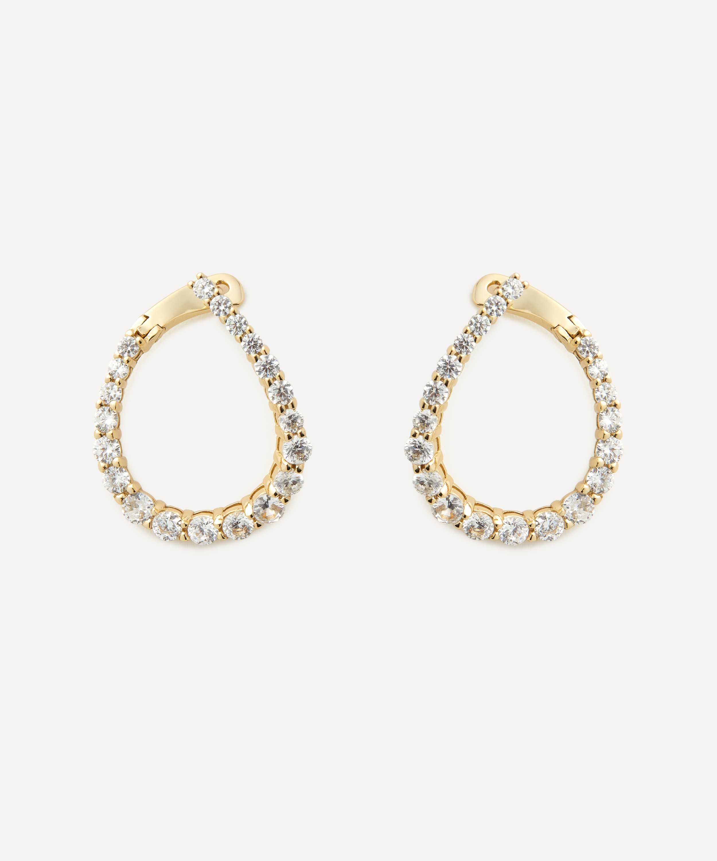 SHASHI - 14ct Gold-Plated Vermeil Silver Pave Twist Hoop Earrings image number 0