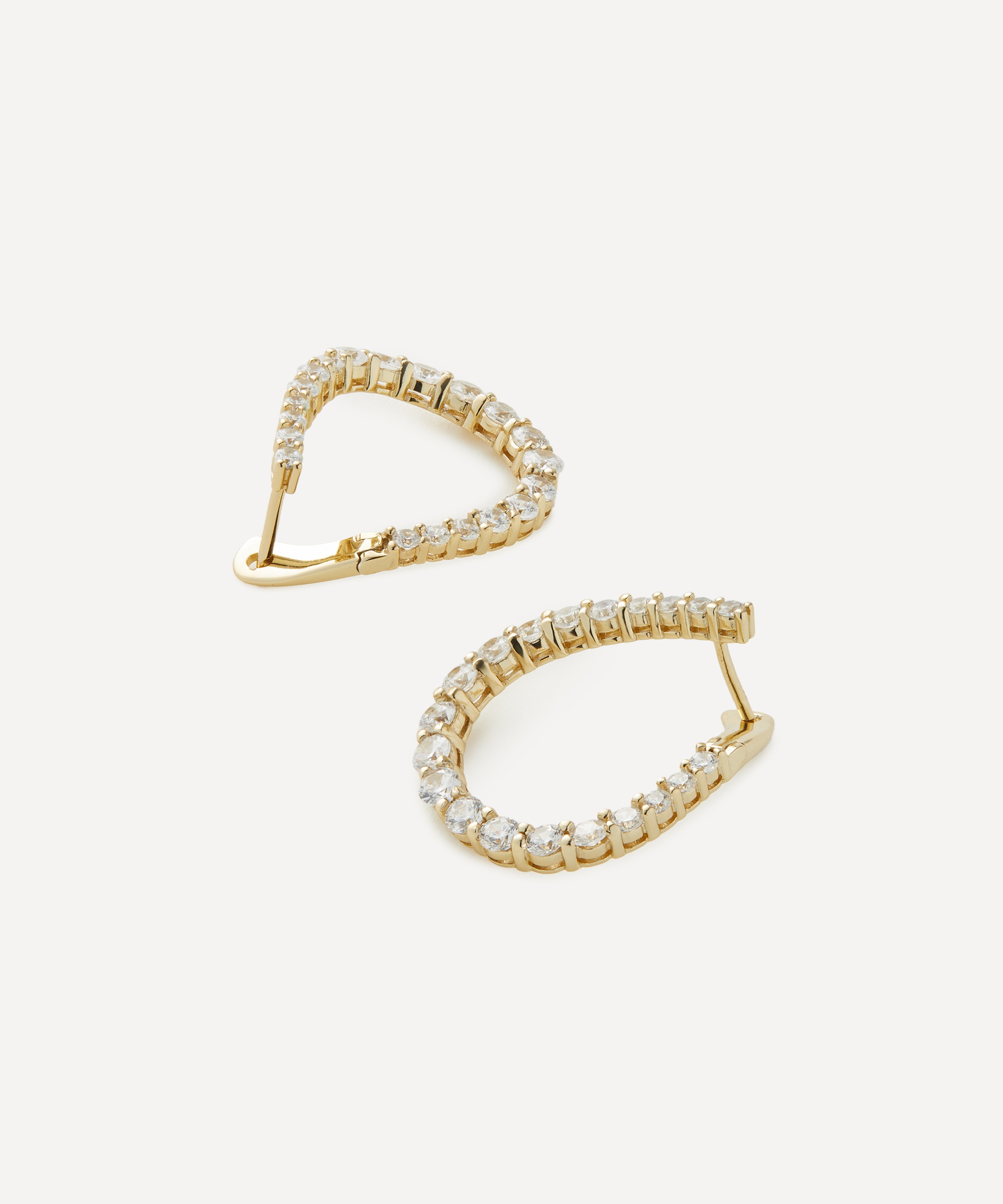 SHASHI - 14ct Gold-Plated Vermeil Silver Pave Twist Hoop Earrings image number 1