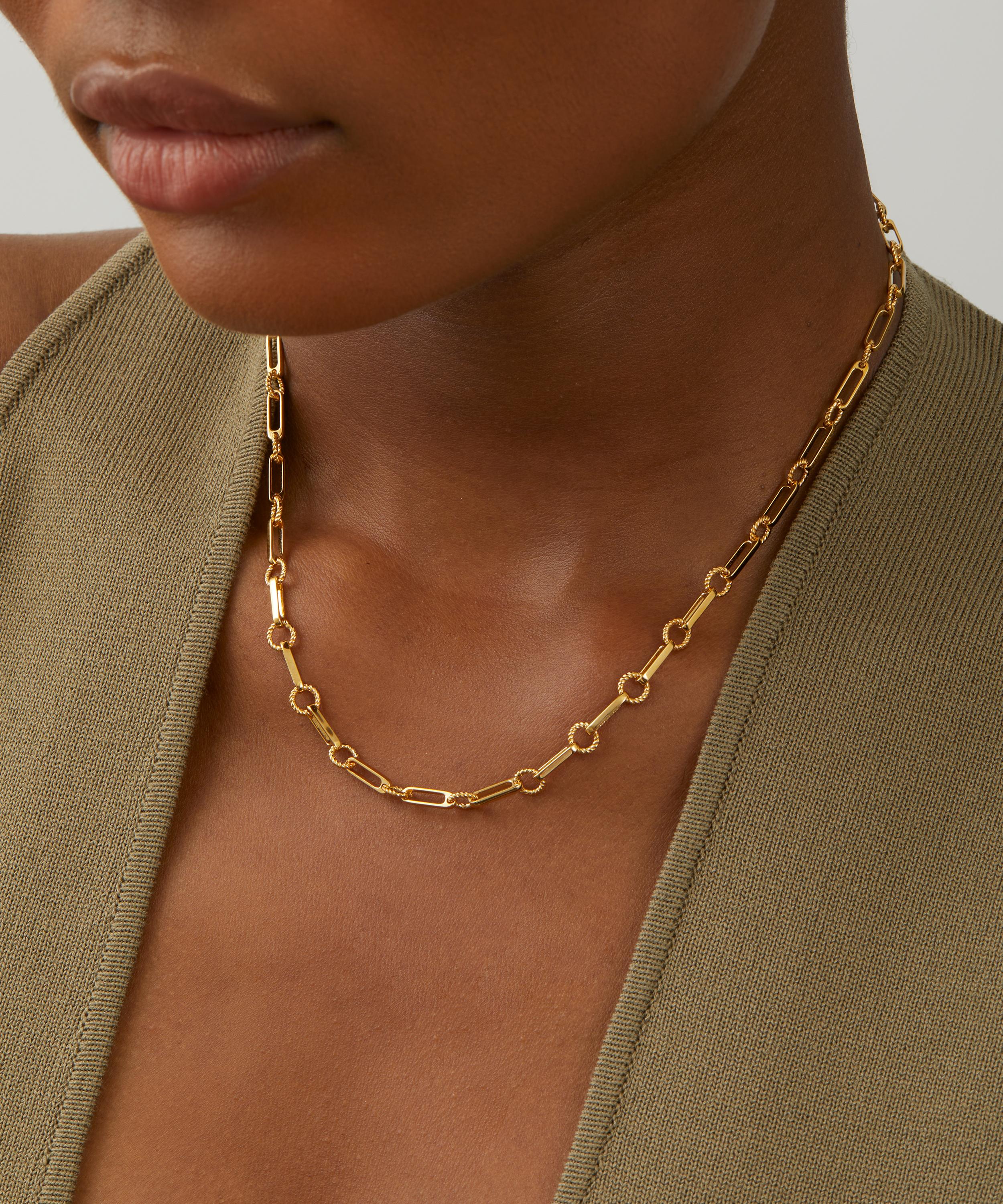 V by Laura Vann - 18ct Gold-Plated Vermeil Silver Twisted Link Vintage Chain Necklace image number 1