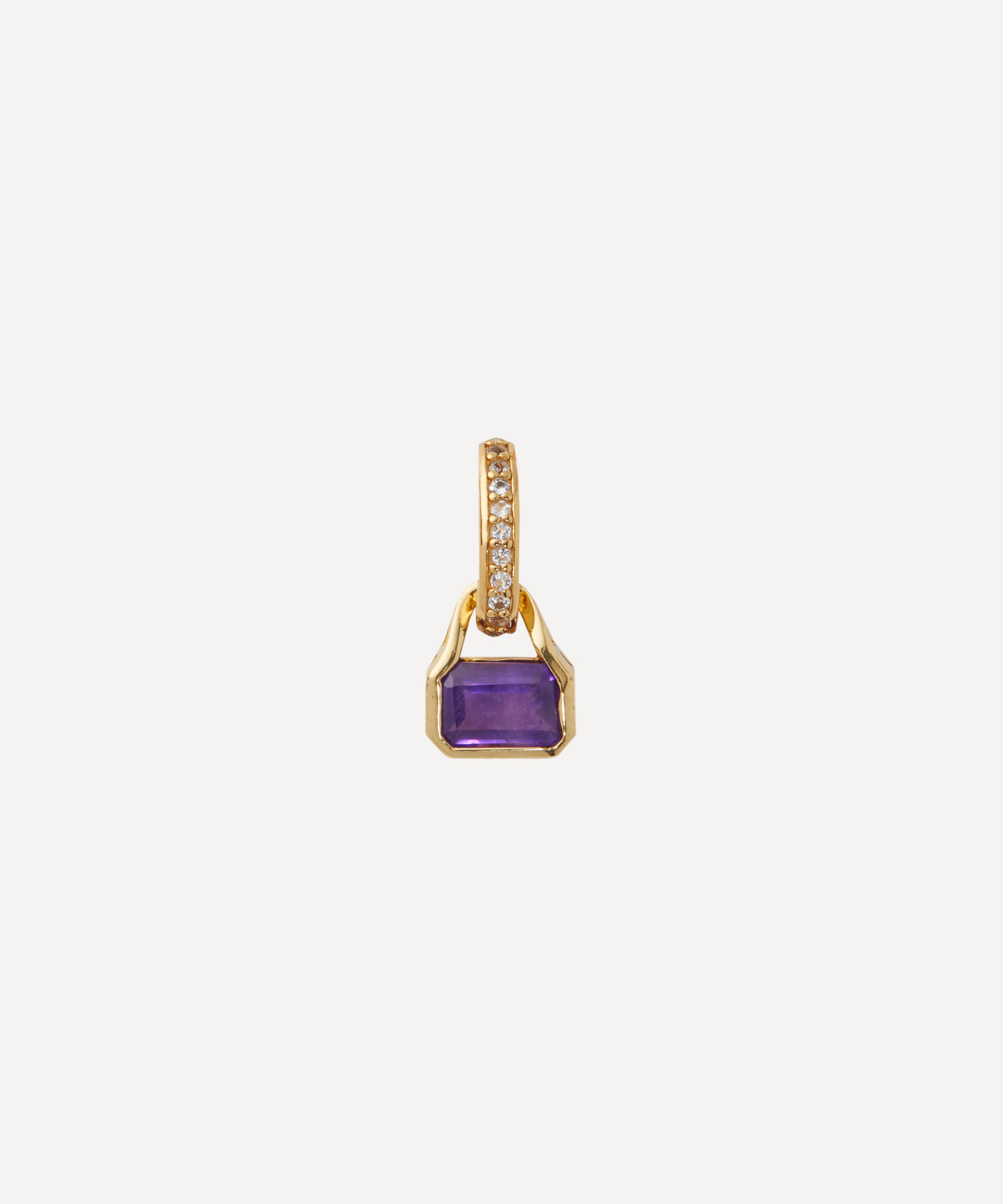 V by Laura Vann - 18ct Gold-Plated Vermeil Silver Amethyst Charm image number 0