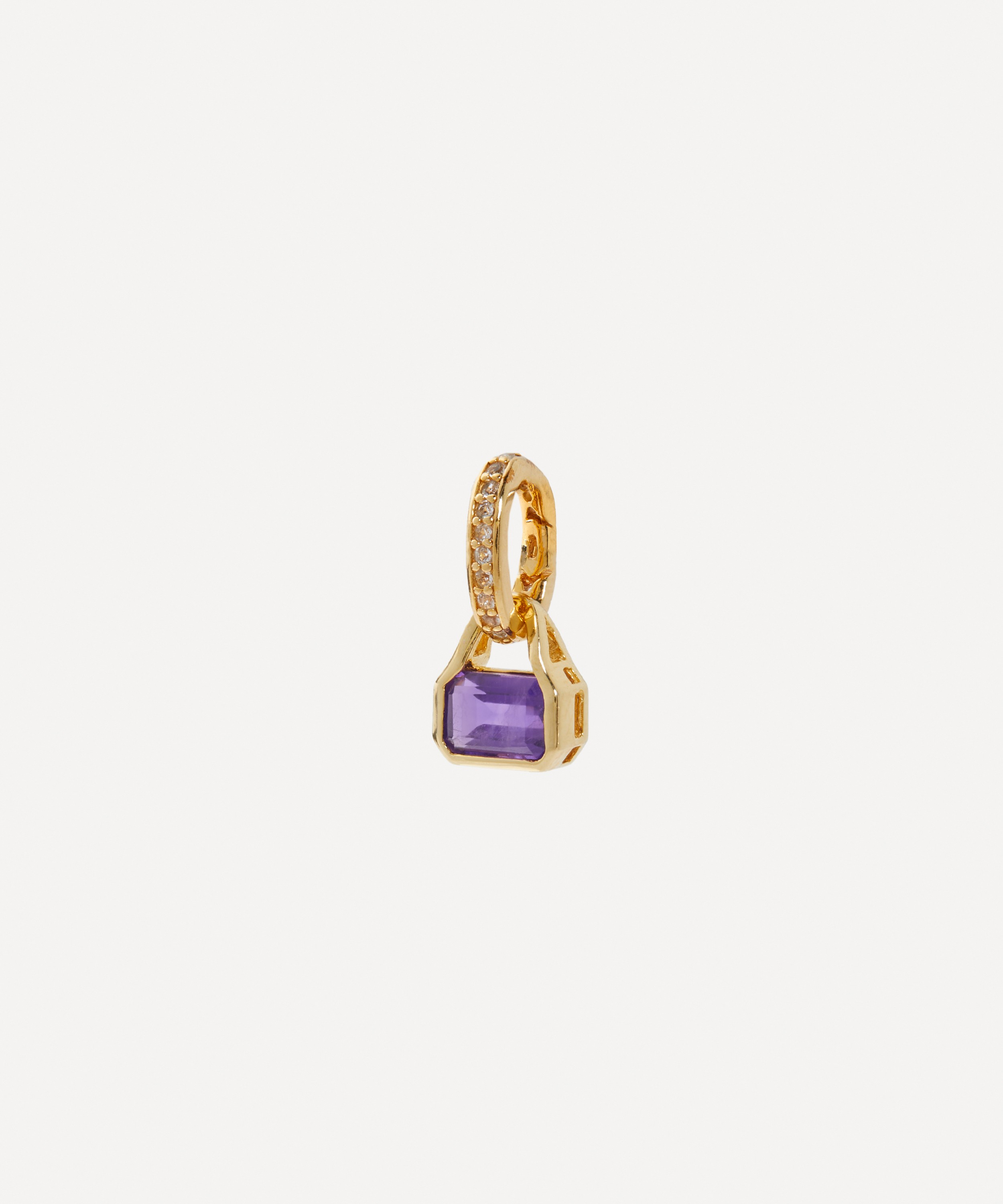 V by Laura Vann - 18ct Gold-Plated Vermeil Silver Amethyst Charm image number 1