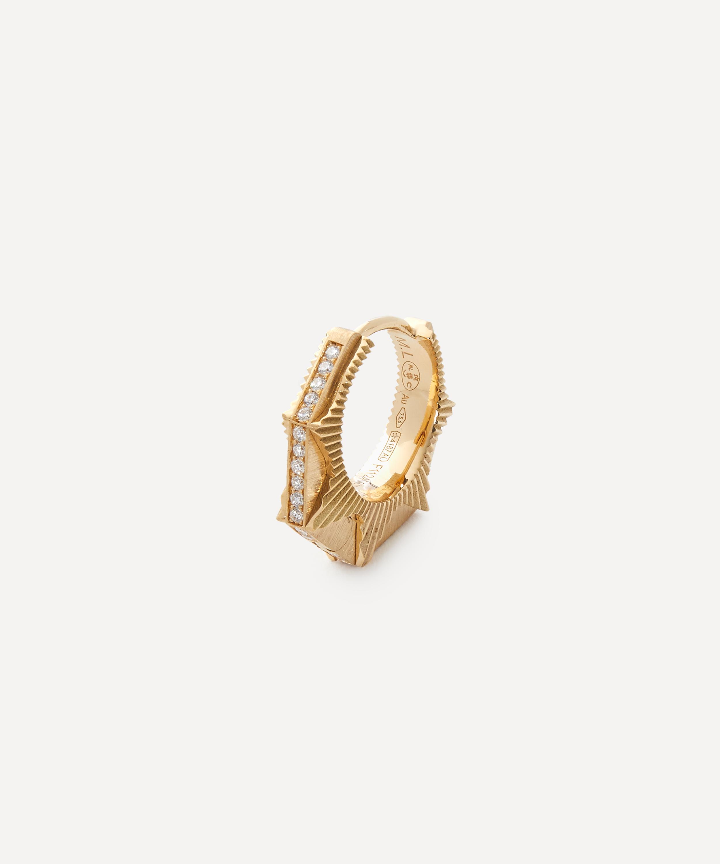 Marie Lichtenberg - 18ct Gold NYC Diamond Small Hoop Earring image number 0