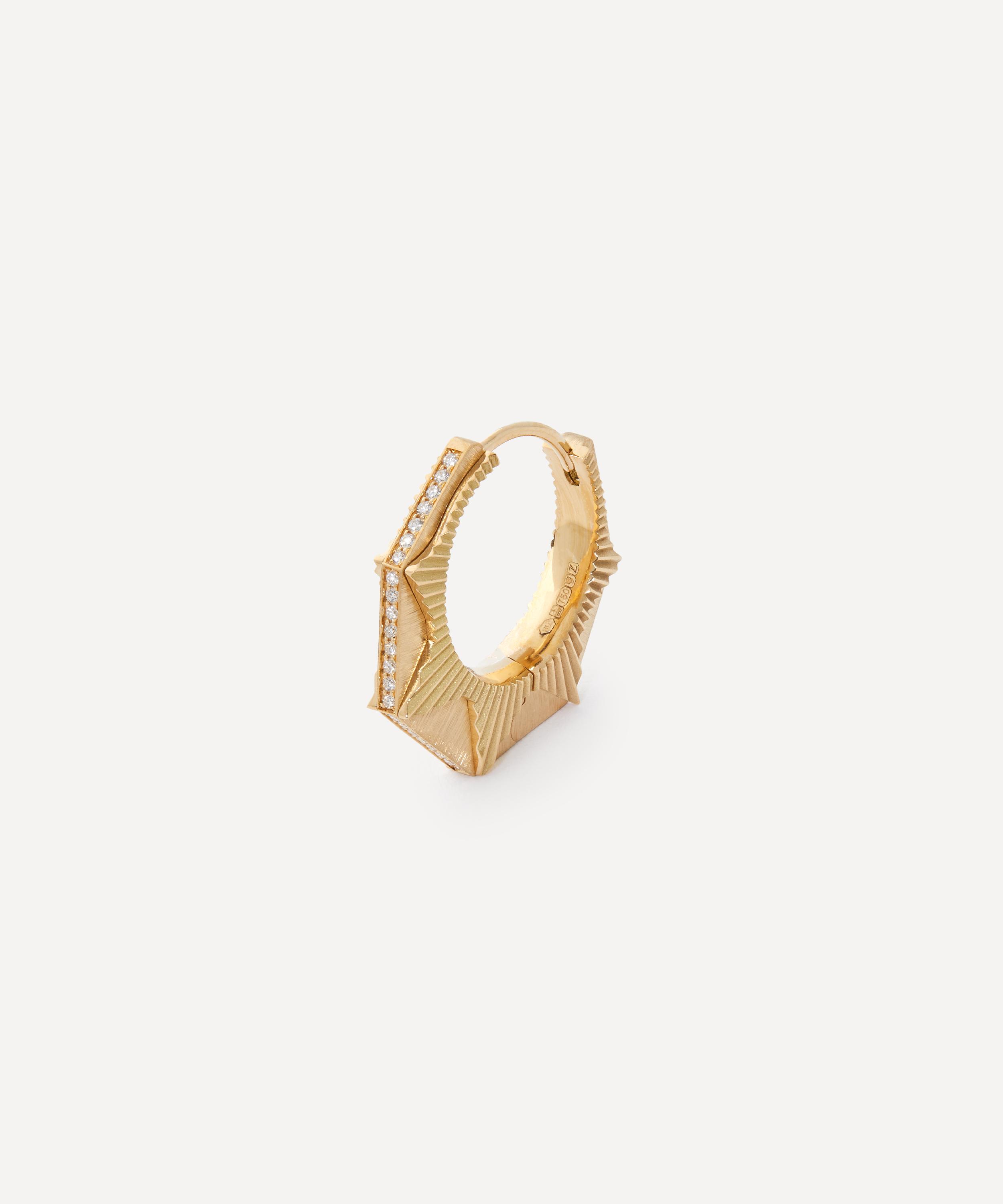 Marie Lichtenberg - 18ct Gold NYC Diamond Medium Hoop Earring image number 0