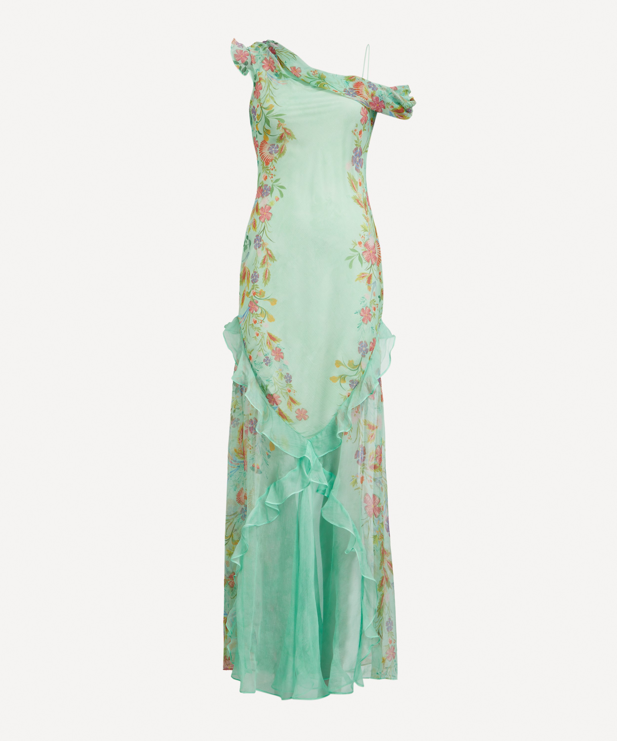 Saloni - Seema Silk Maxi Dress in Zinnia Garden