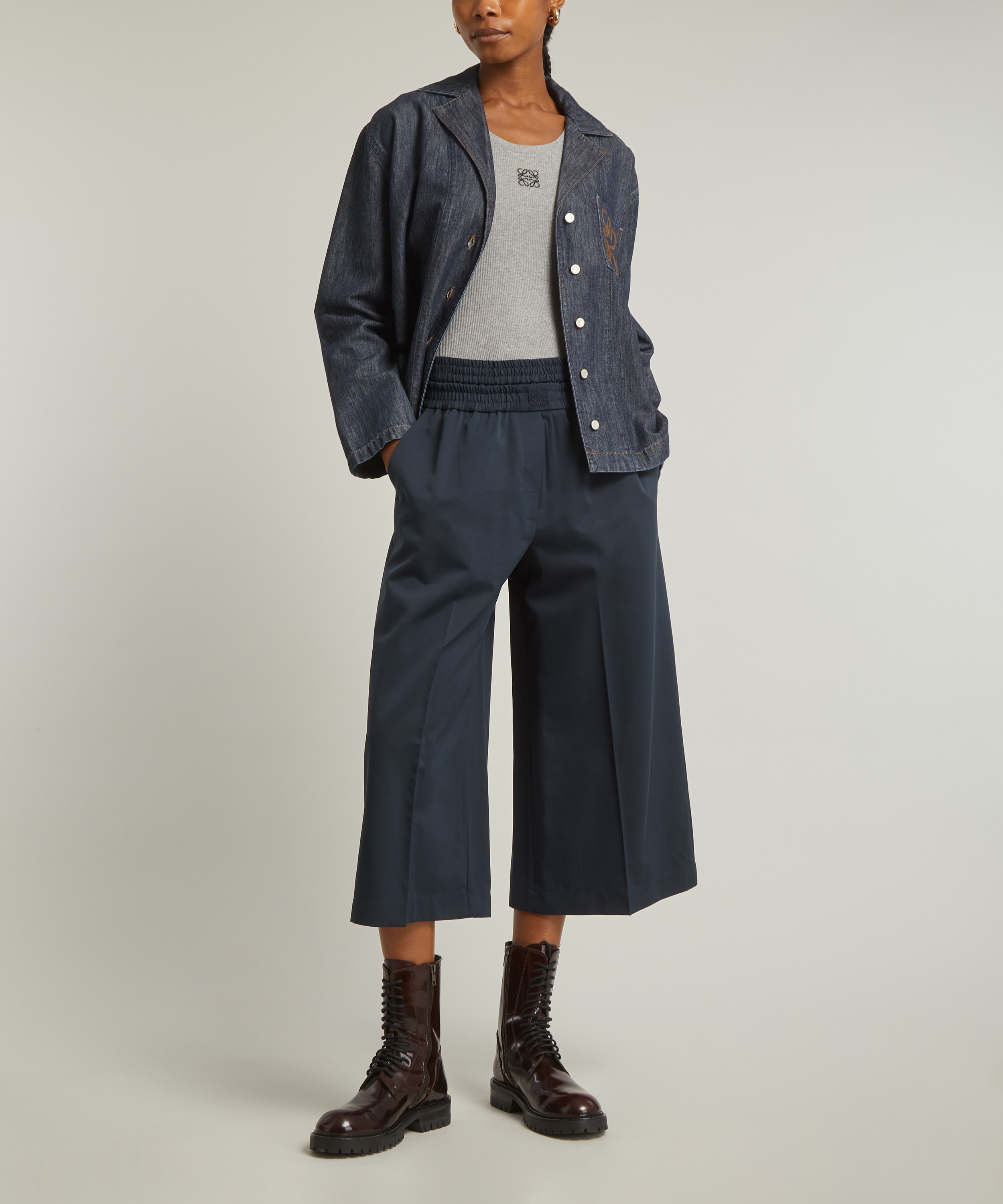 Loewe - Cropped Cotton-Silk Trousers image number 1