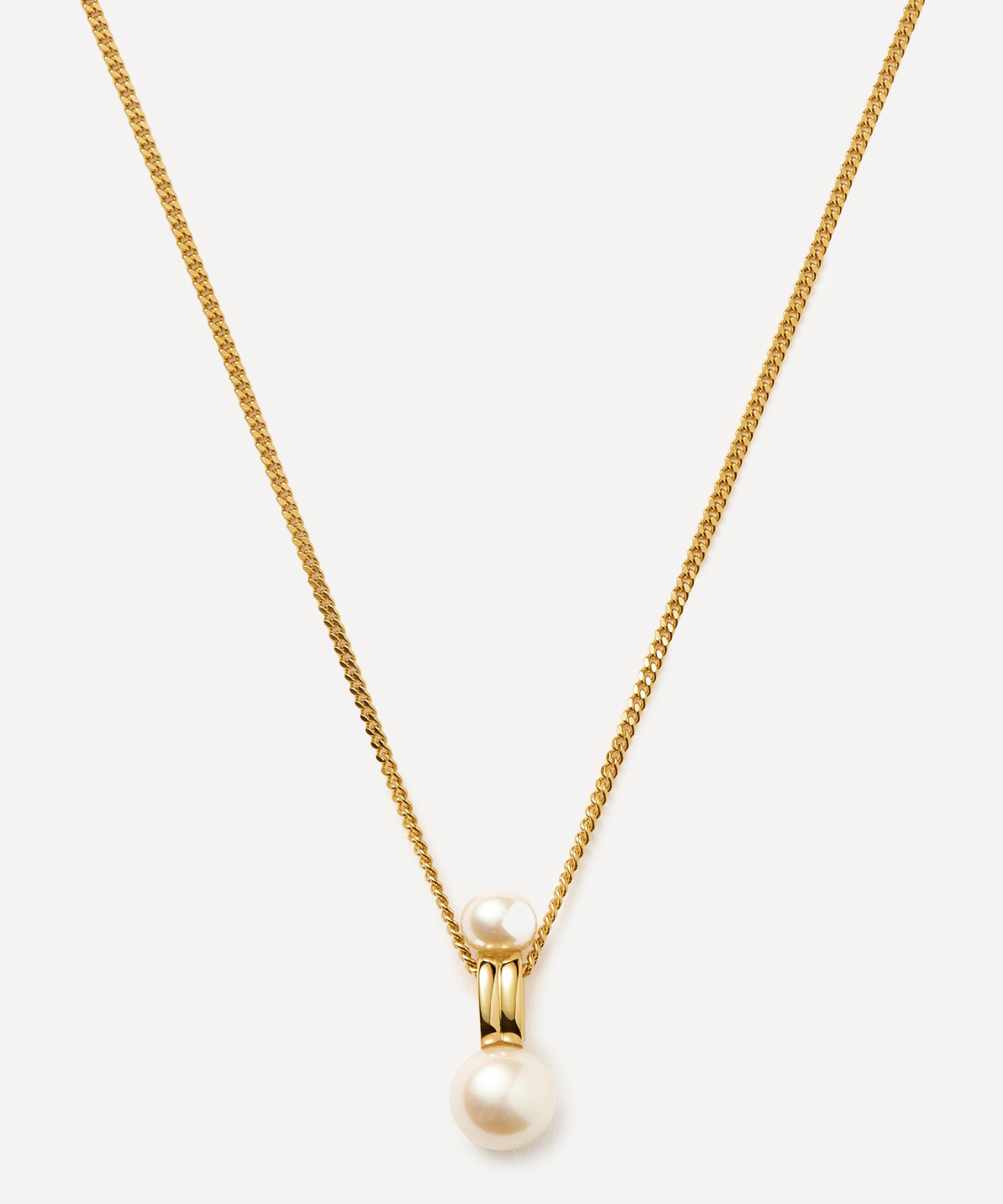 Missoma - 18ct Gold-Plated Vermeil Silver Pearl Ridge Pendant Chain Necklace image number 0