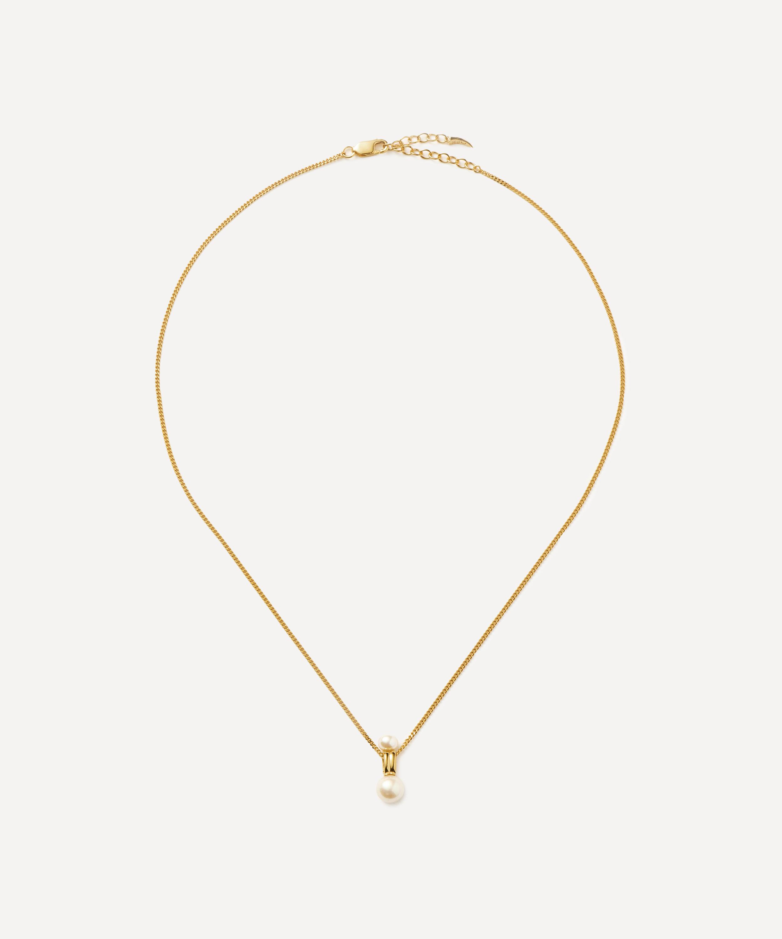 Missoma - 18ct Gold-Plated Vermeil Silver Pearl Ridge Pendant Chain Necklace image number 1