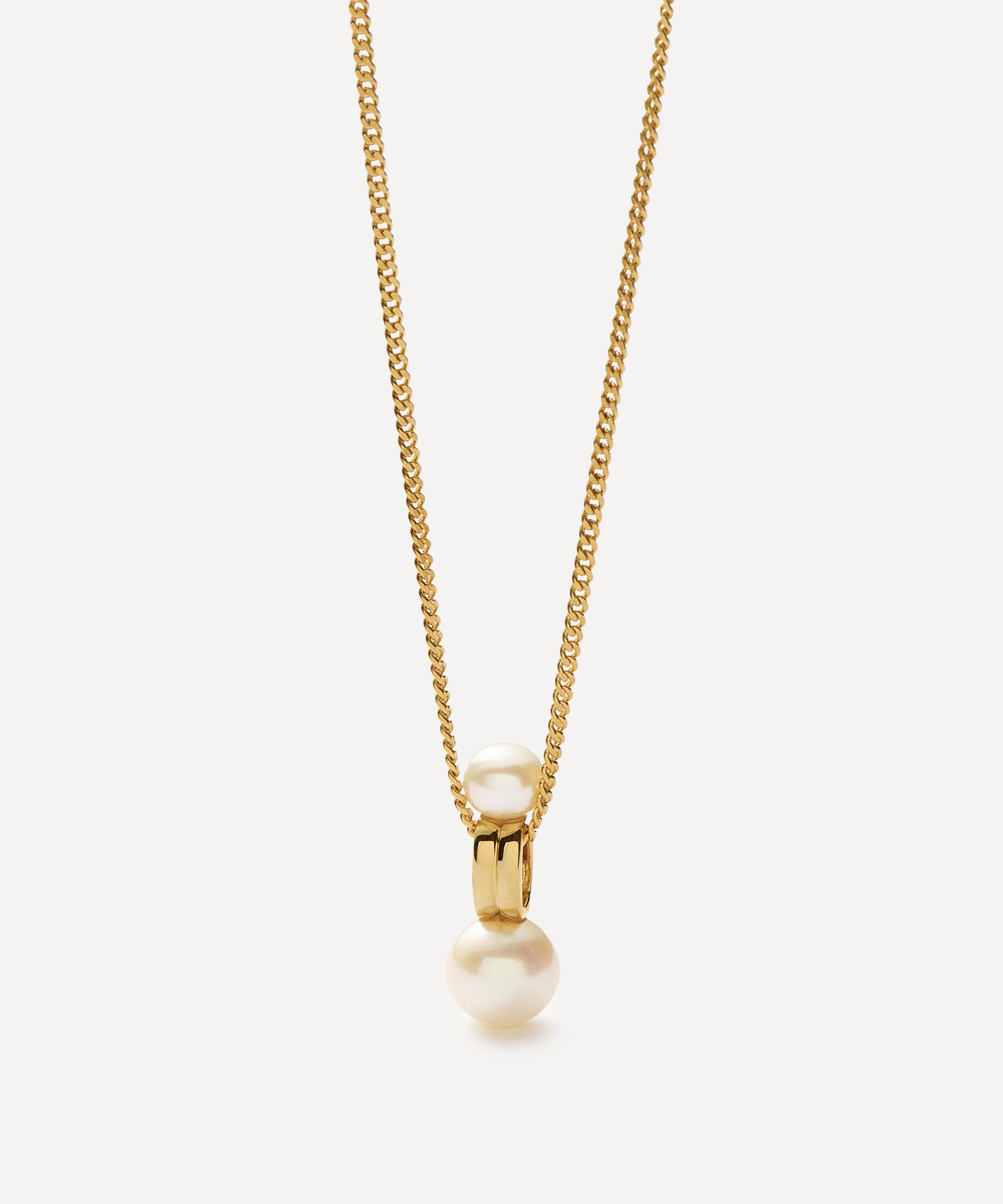 Missoma - 18ct Gold-Plated Vermeil Silver Pearl Ridge Pendant Chain Necklace image number 3