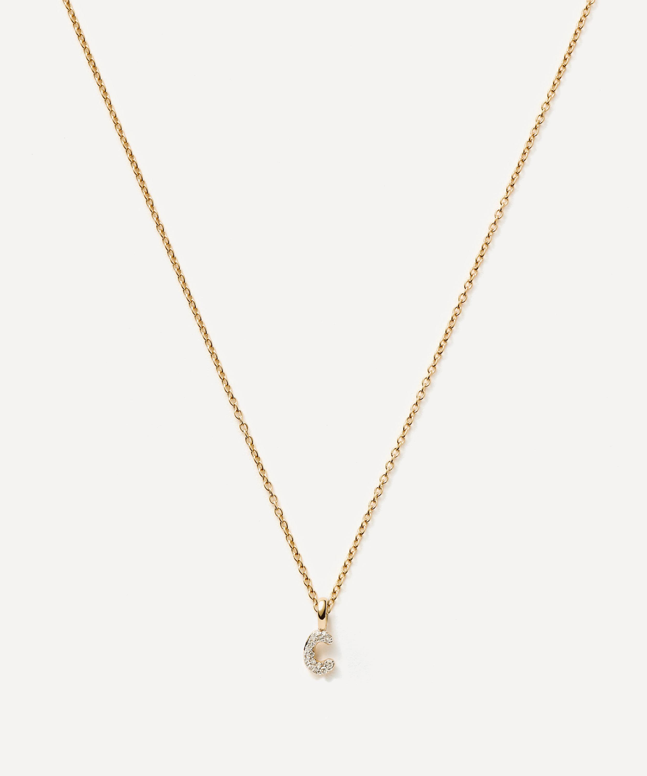 Missoma - 14ct Gold Fine Diamond Initial Mini Pendant Necklace image number 0