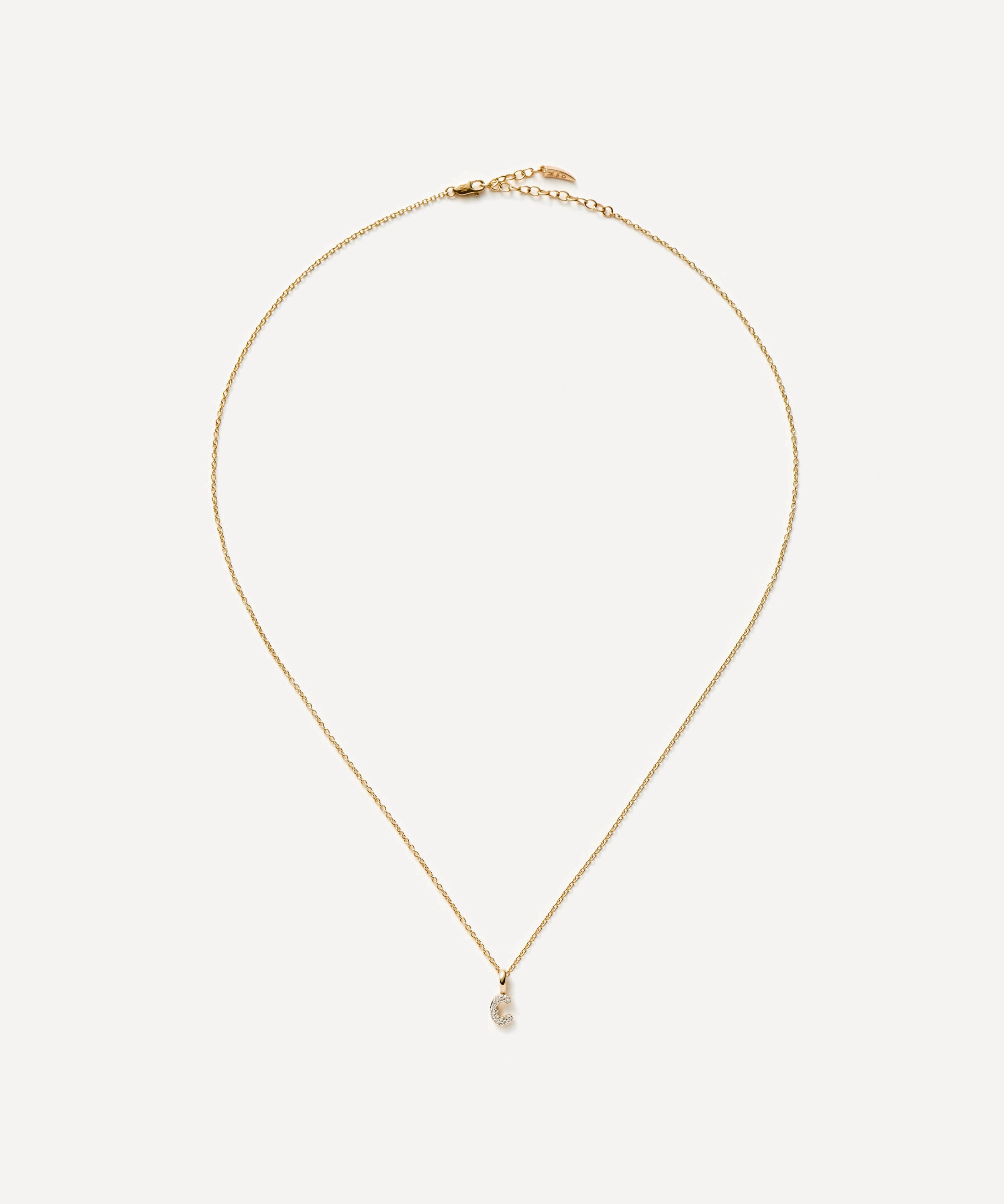 Missoma - 14ct Gold Fine Diamond Initial Mini Pendant Necklace image number 1