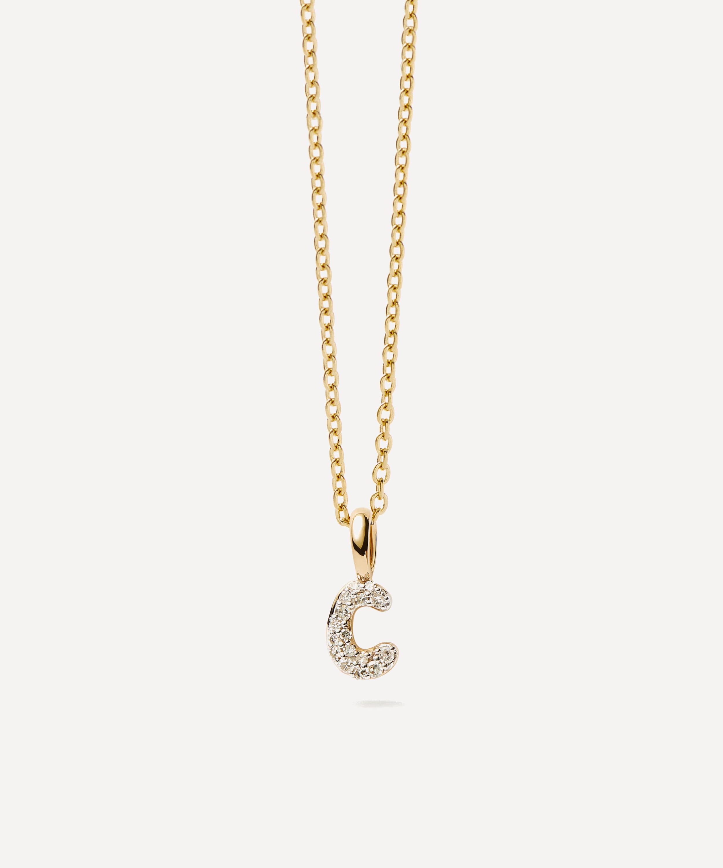 Missoma - 14ct Gold Fine Diamond Initial Mini Pendant Necklace image number 2