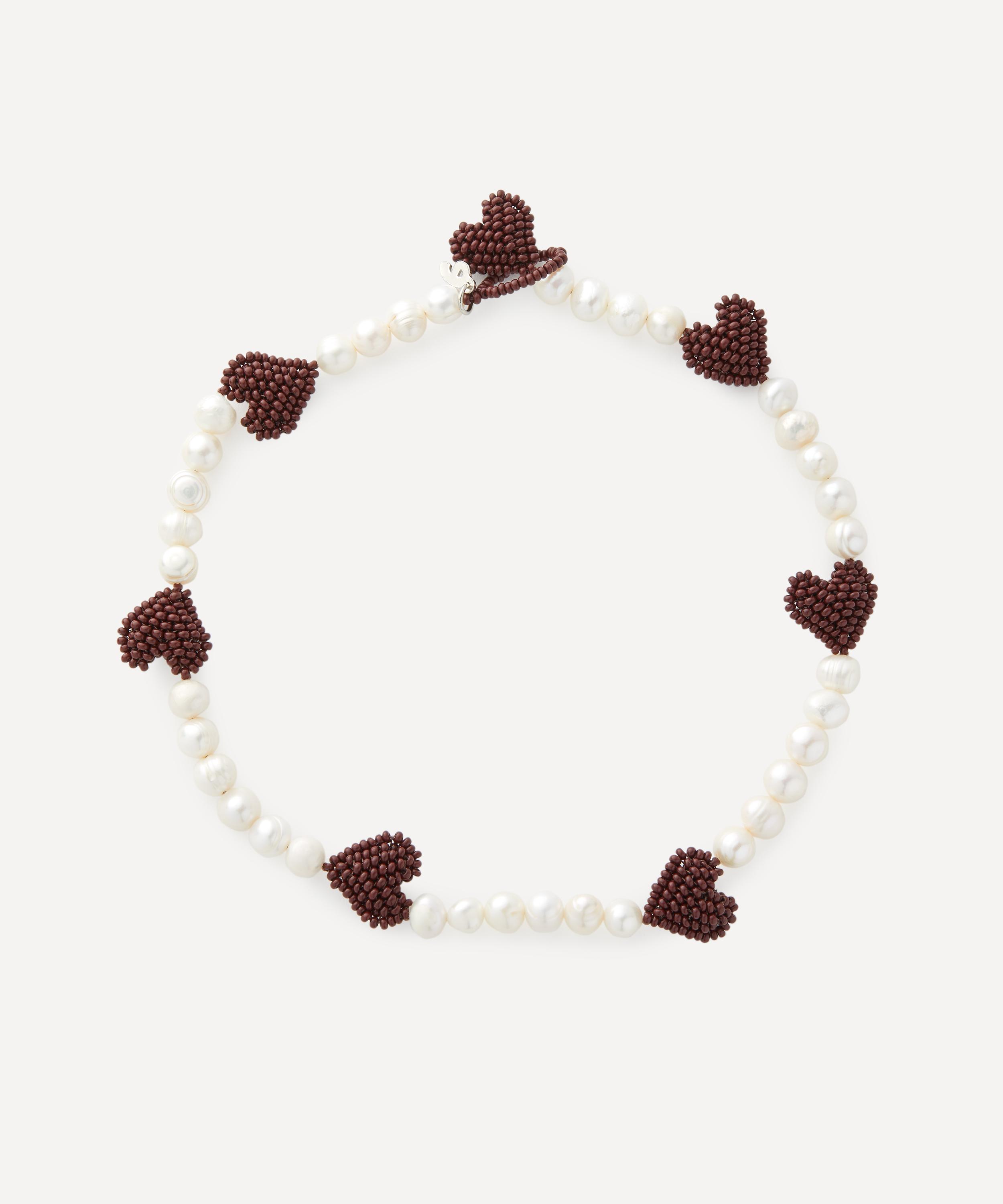 Pura Utz - Multi Burgundy Heart Pearl Necklace image number 0