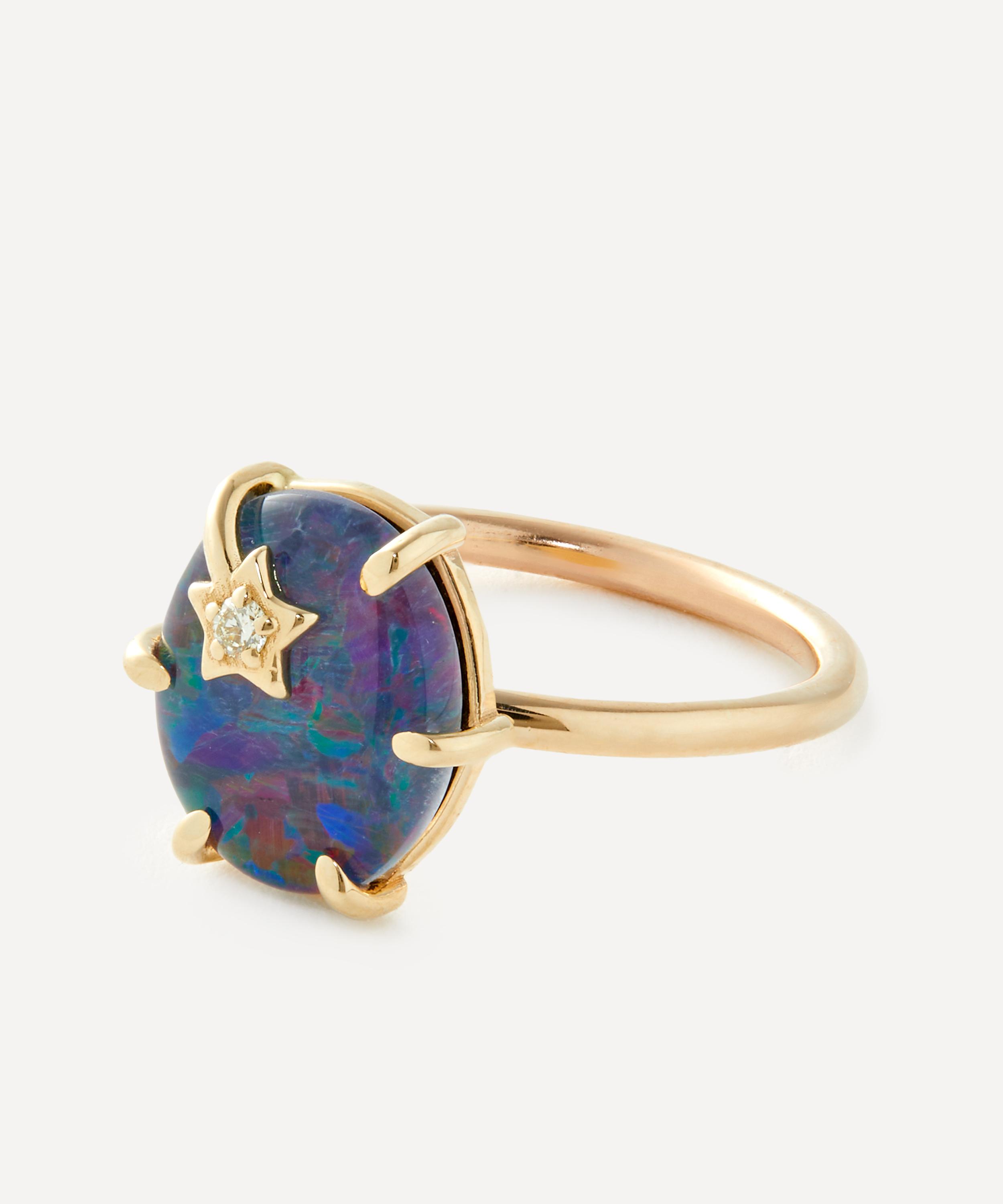 Andrea Fohrman - 14ct Gold Mini Galaxy Australian Opal Ring image number 1