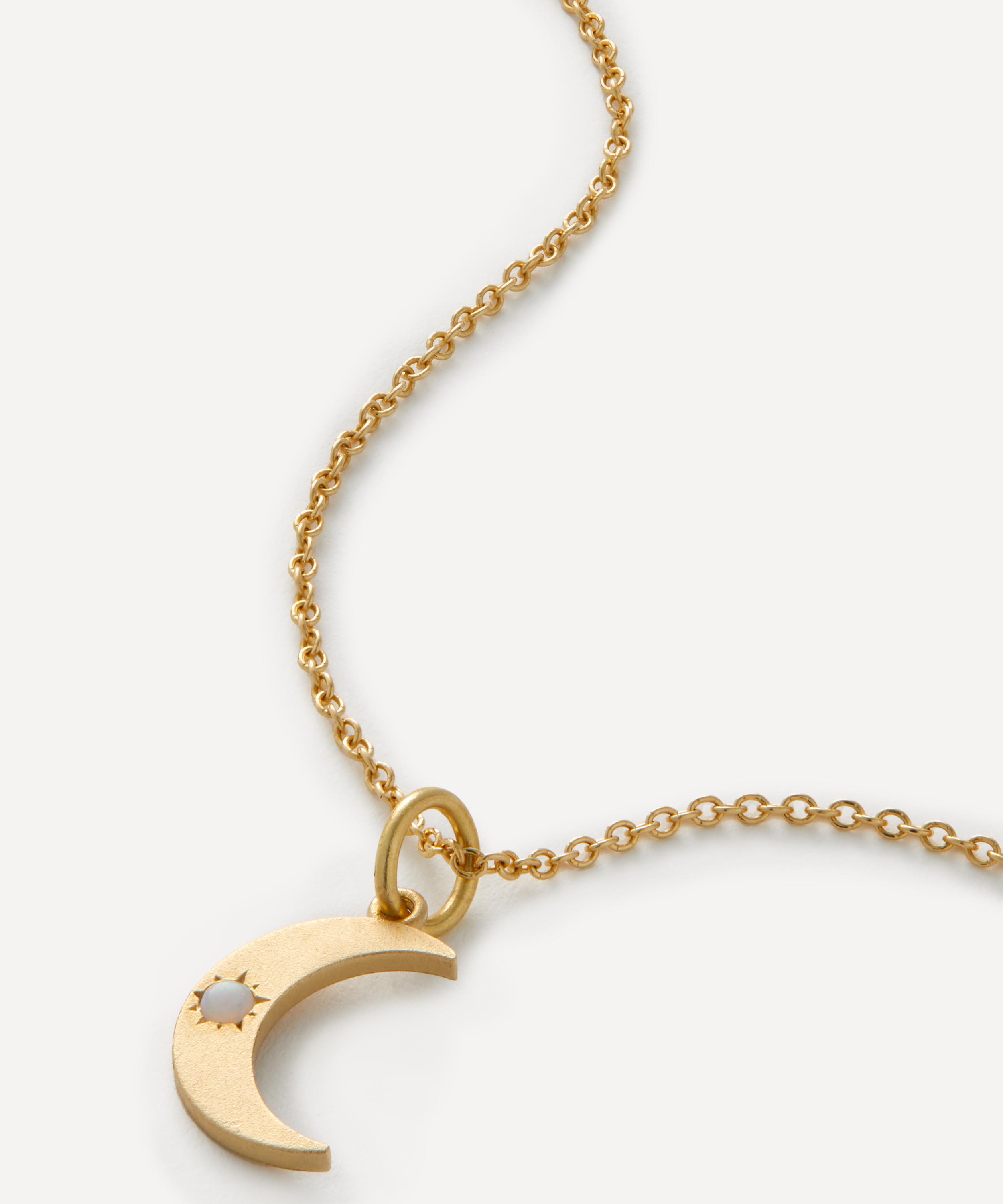 Andrea Fohrman - 14ct Gold Small Crescent Moon Phase Opal Pendant Necklace image number 0