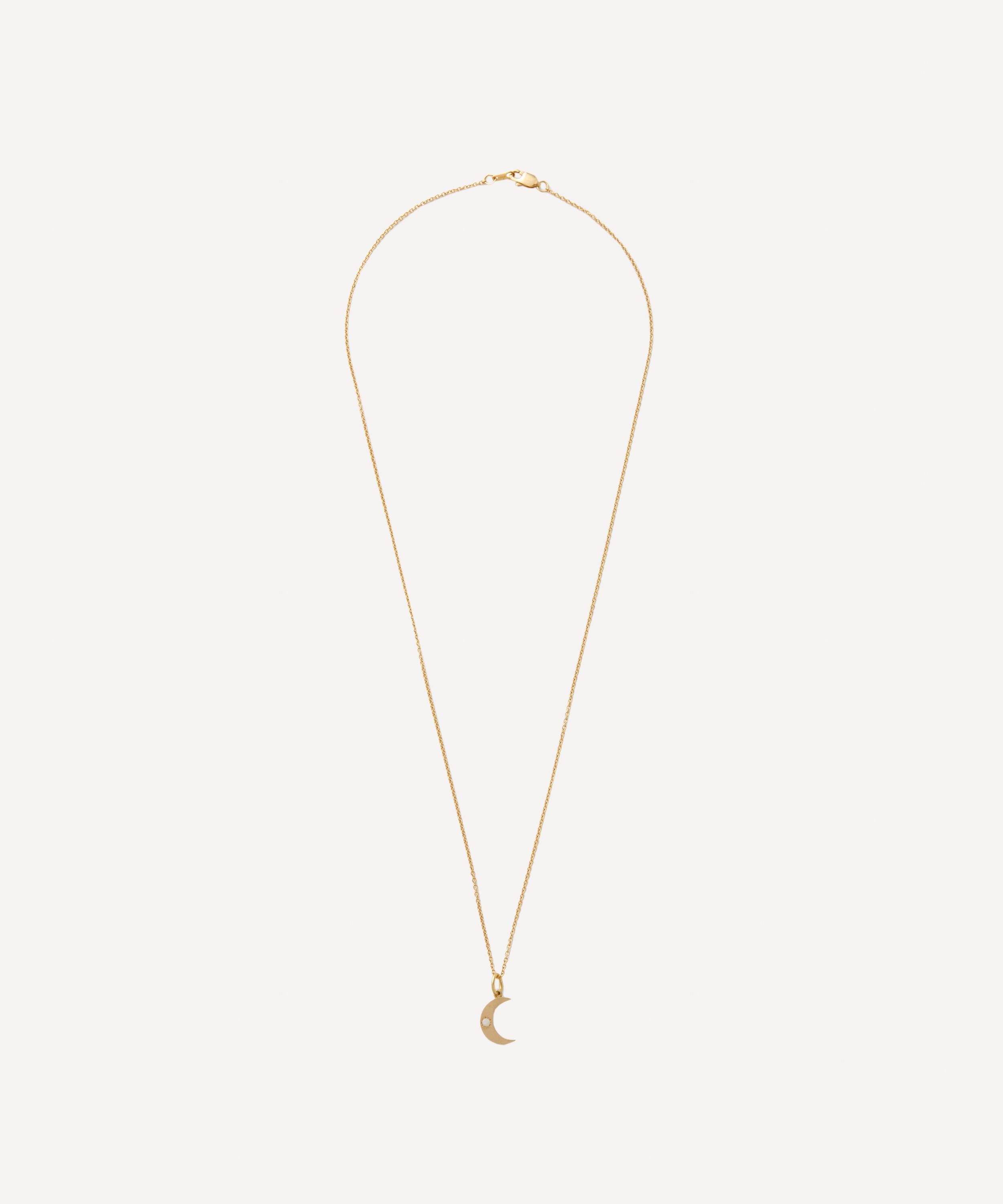 Andrea Fohrman - 14ct Gold Small Crescent Moon Phase Opal Pendant Necklace image number 1
