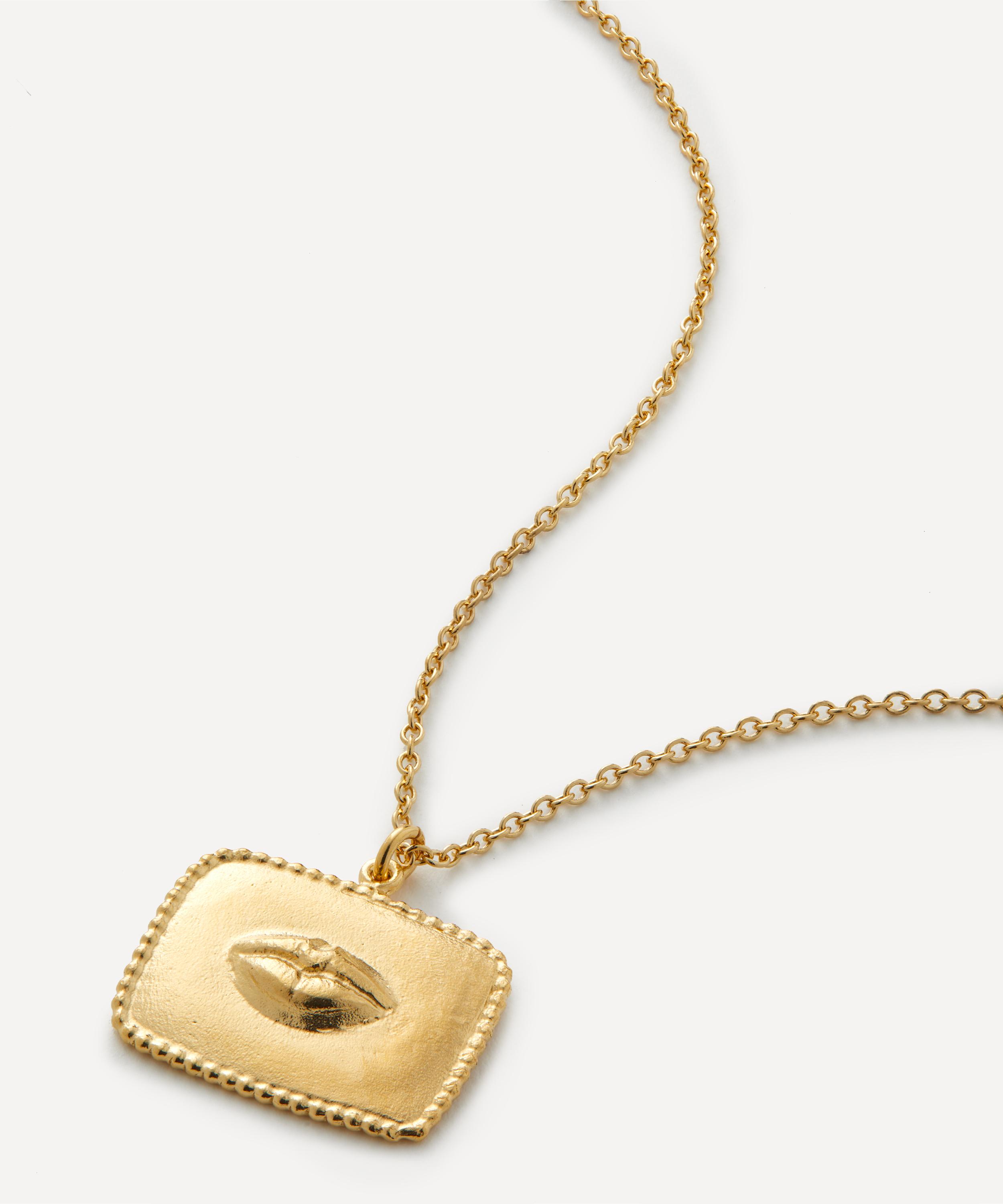 Alex Monroe - 22ct Gold-Plated Sense of Taste Lips Pendant Necklace image number 0