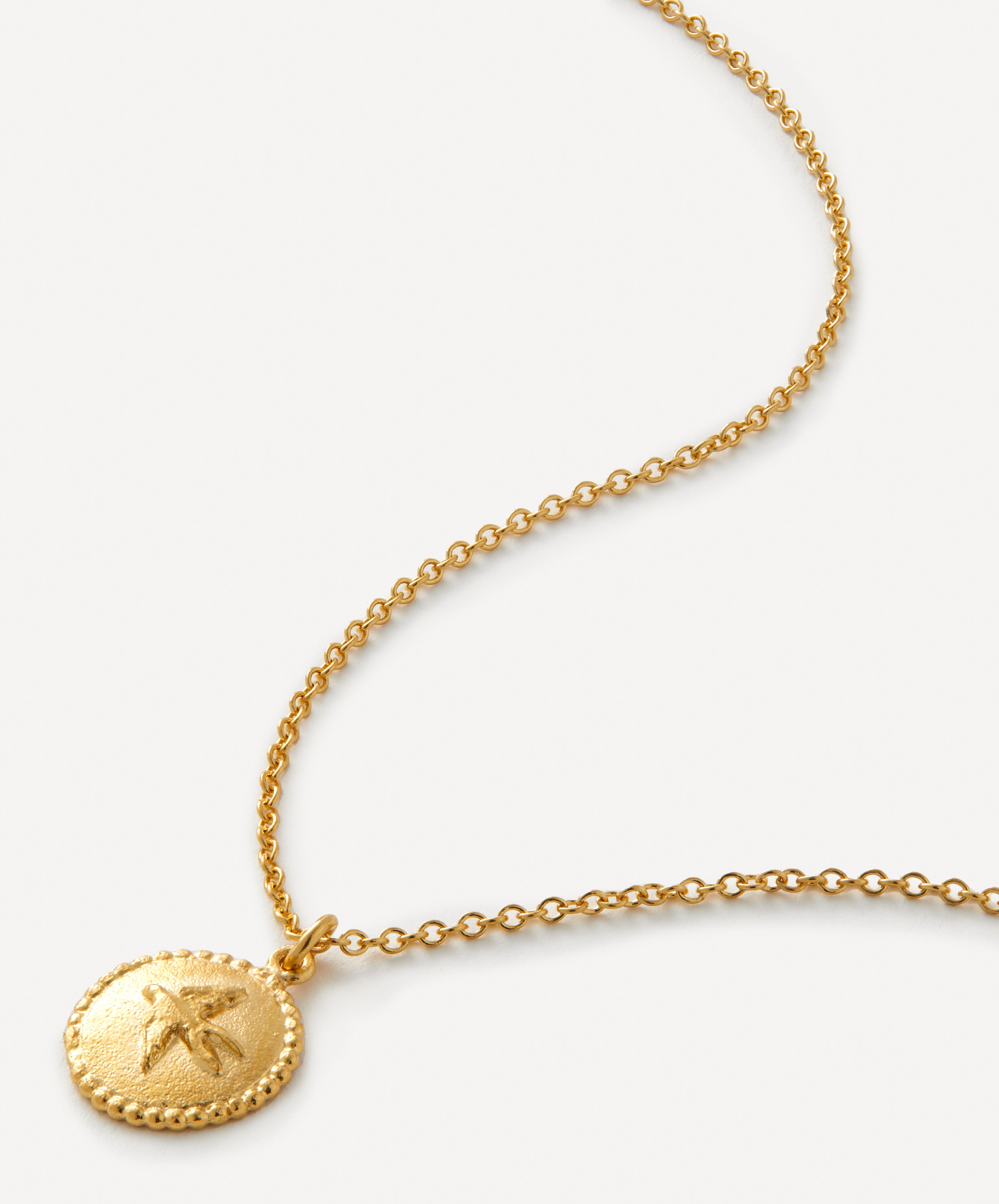 Alex Monroe - 22ct Gold-Plated Gratitude for Nature Swallow Disc Pendant Necklace image number 0