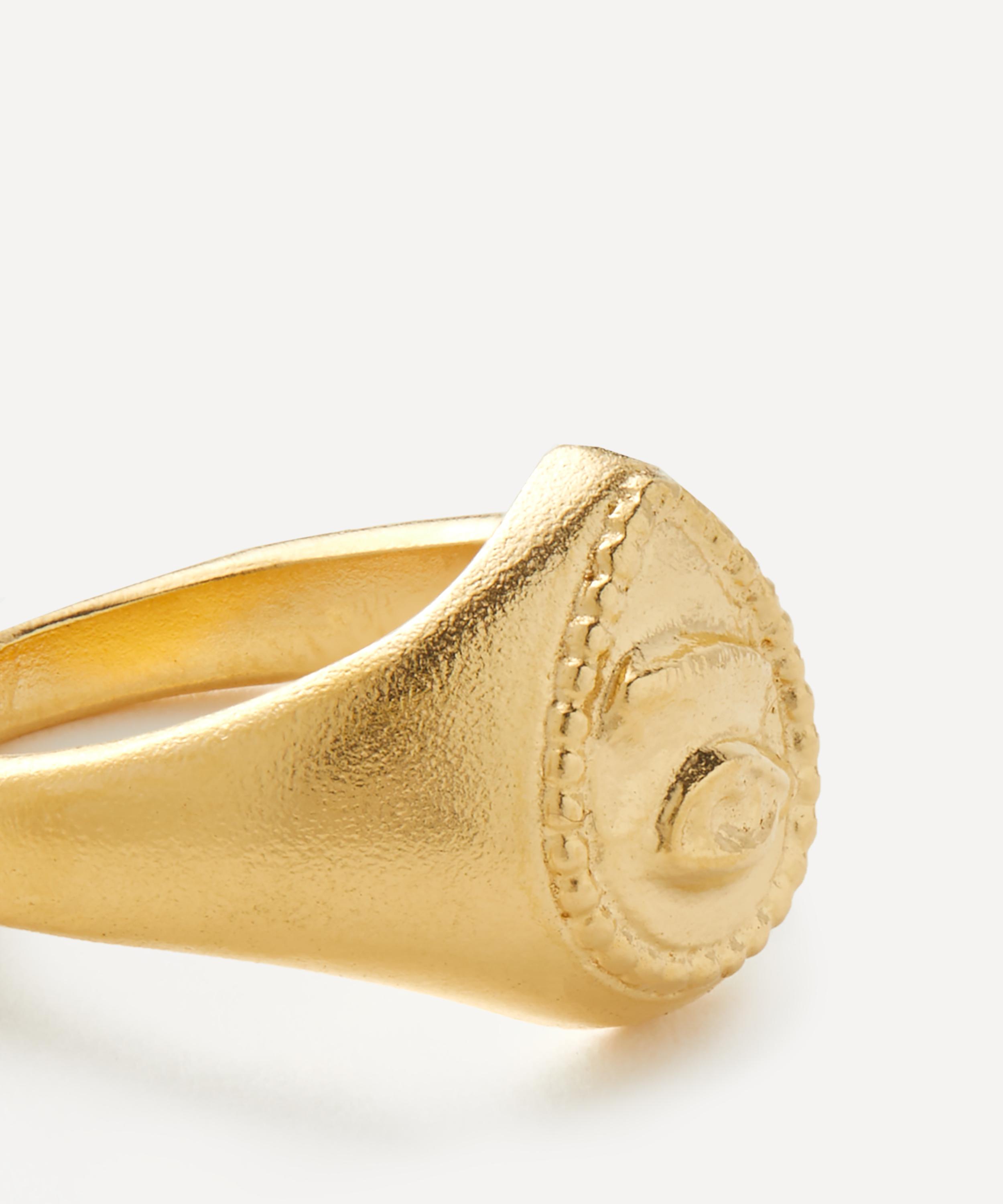 Alex Monroe - 22ct Gold-Plated Sense of Sight Eye Teardrop Signet Ring image number 2