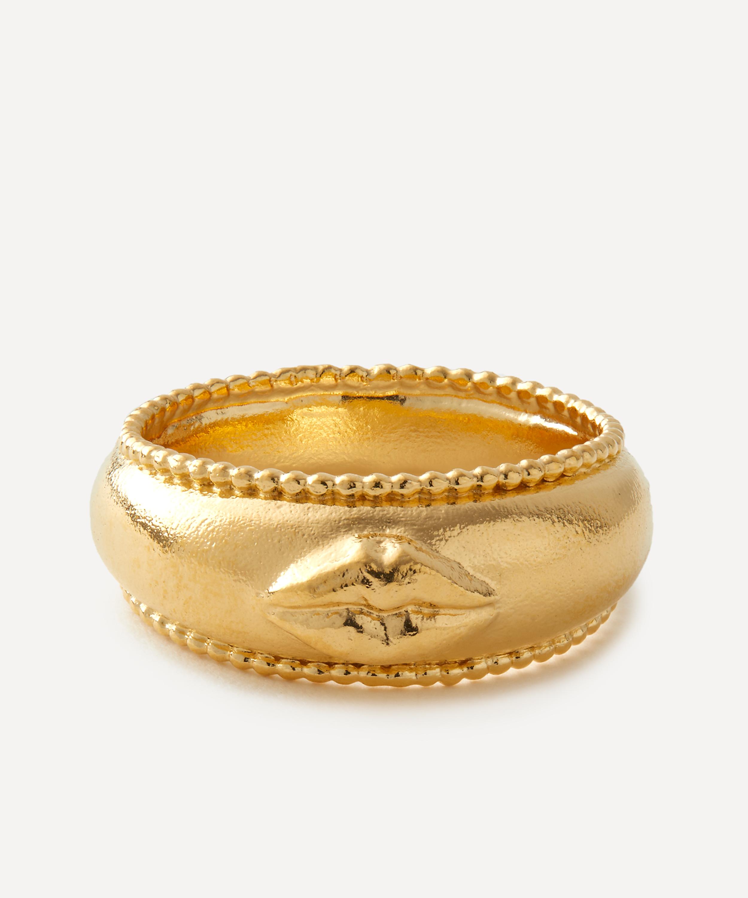 Alex Monroe - 22ct Gold-Plated Sense of Taste Lips Bombe Ring image number 0