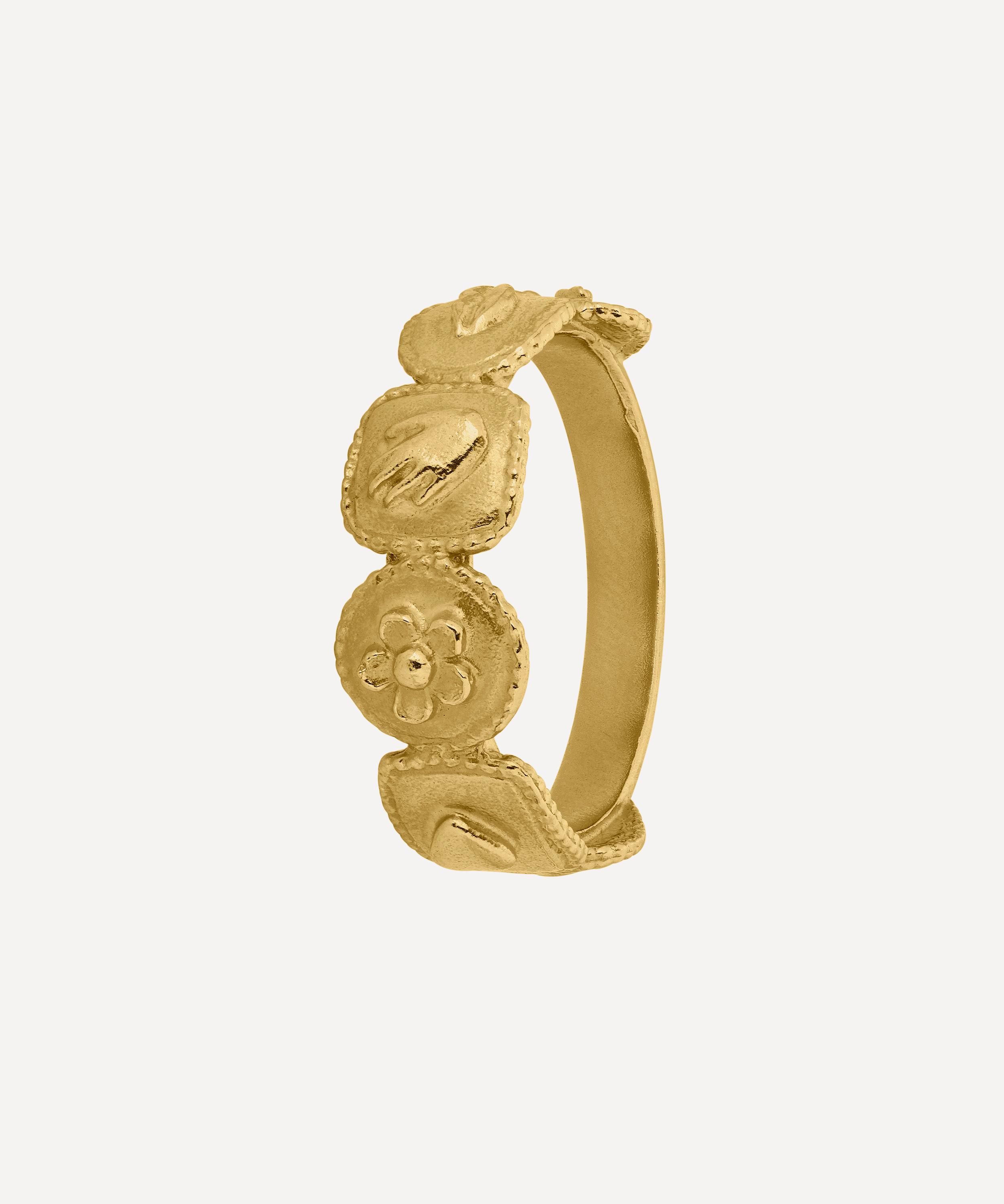 Alex Monroe - 22ct Gold-Plated Gratitude For Nature Half Wreath Band Ring image number 0