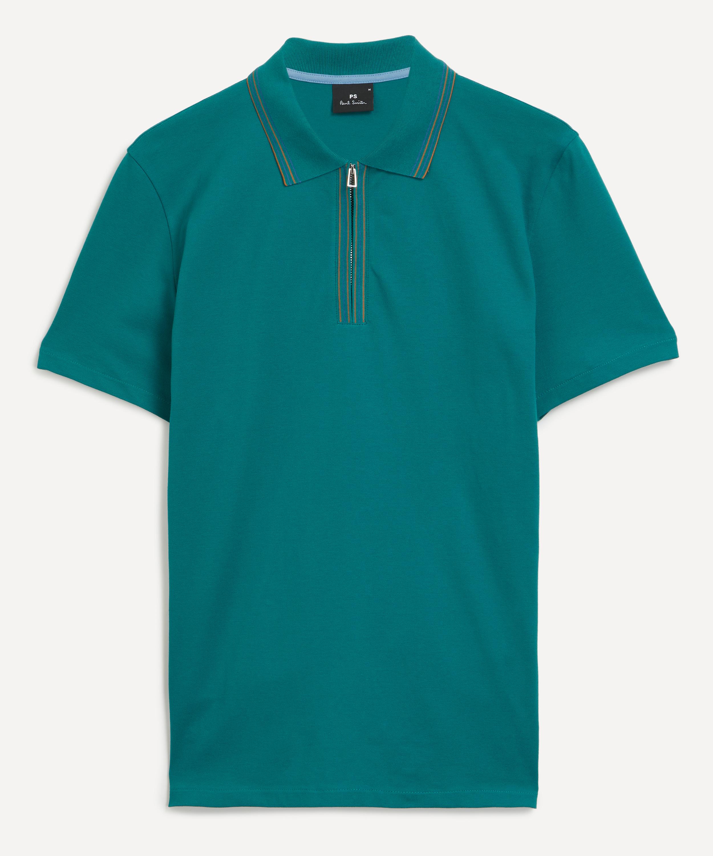PS Paul Smith - Teal Zip Stretch-Cotton Polo image number 0