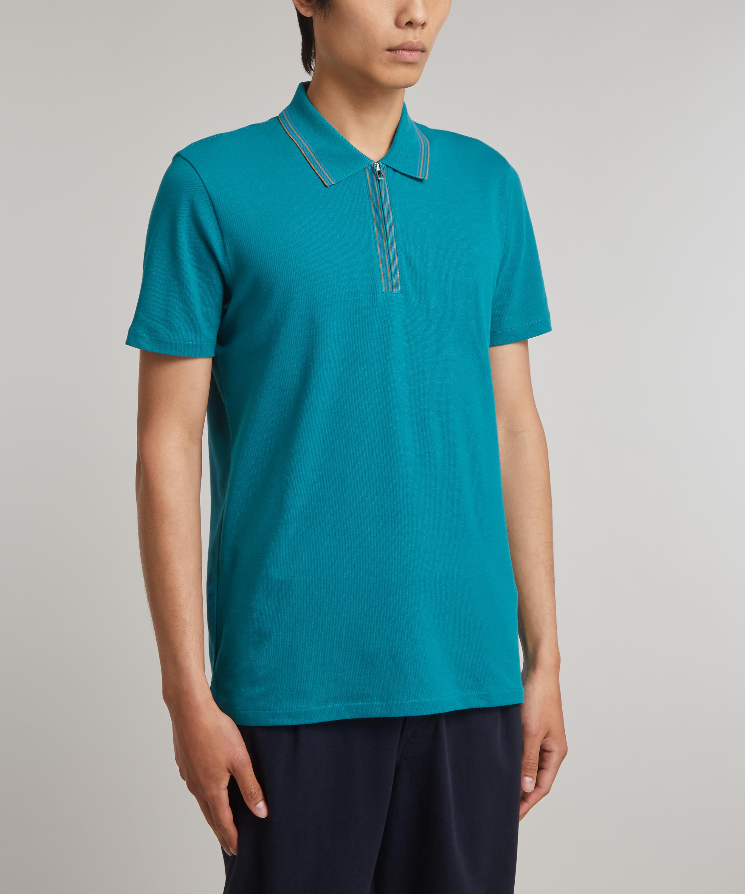 PS Paul Smith - Teal Zip Stretch-Cotton Polo image number 2