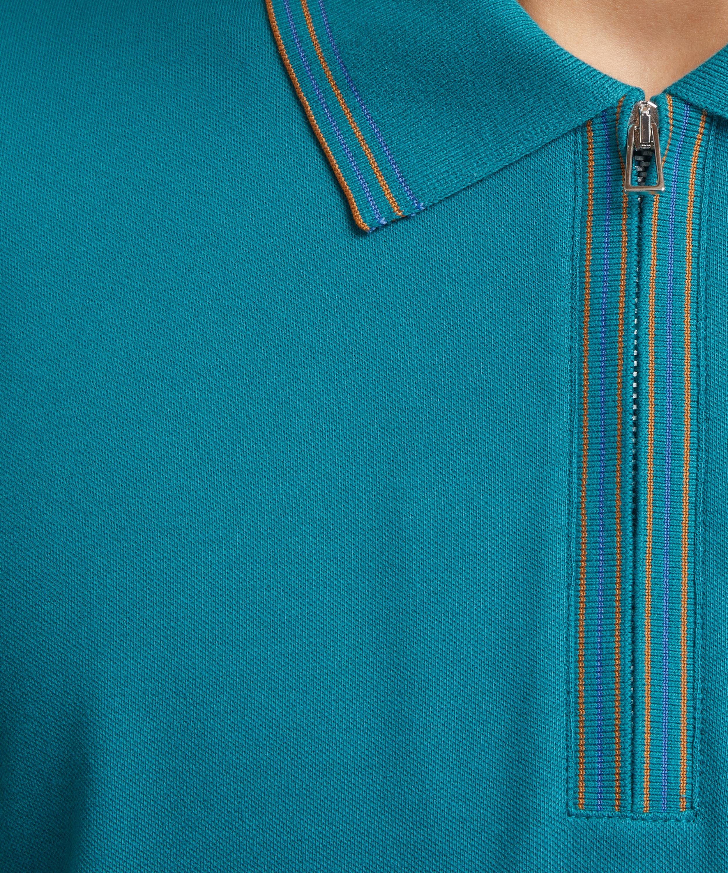 PS Paul Smith - Teal Zip Stretch-Cotton Polo image number 4