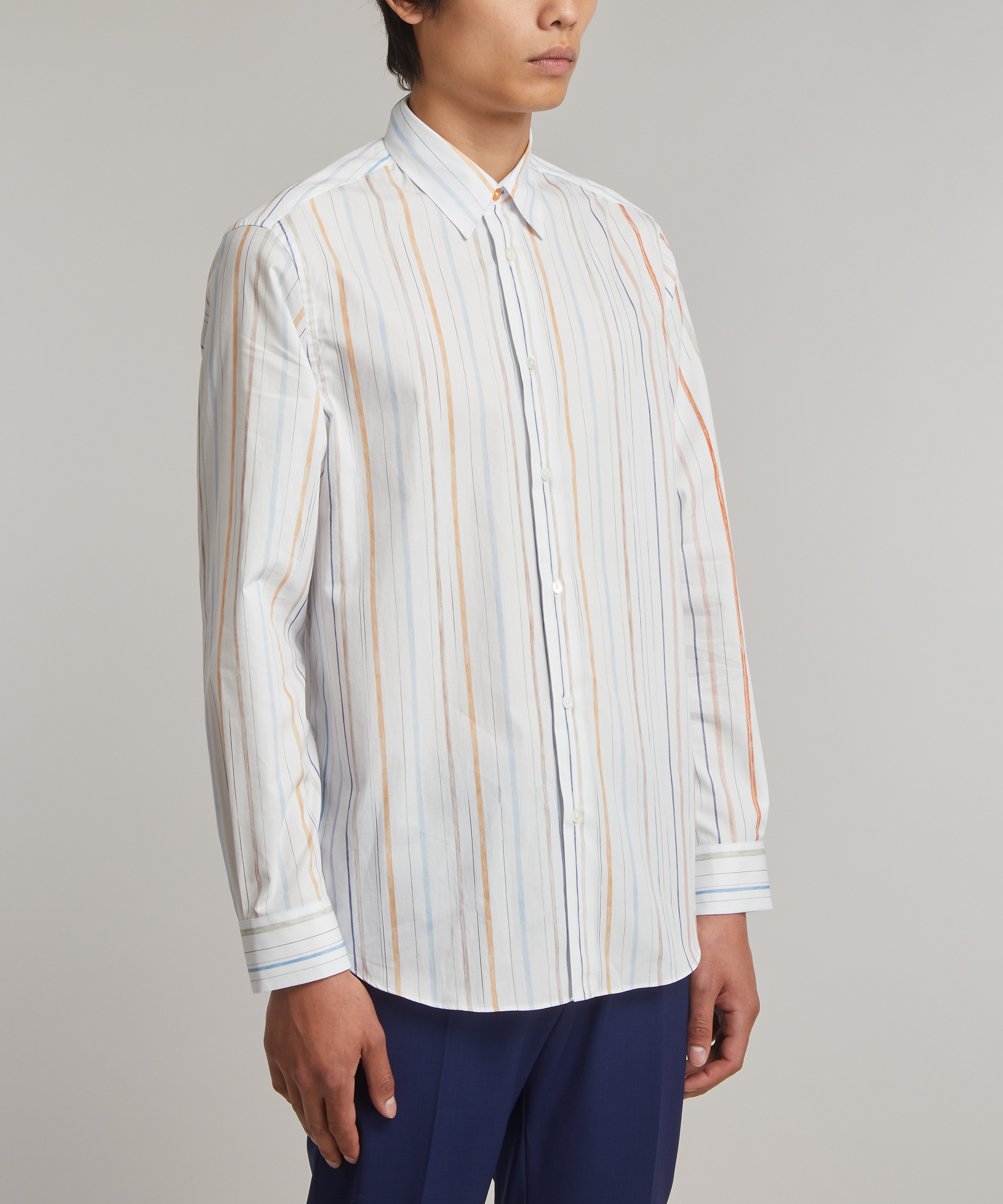 Paul Smith - White Multi-Stripe Regular Fit Cotton Shirt  image number 2