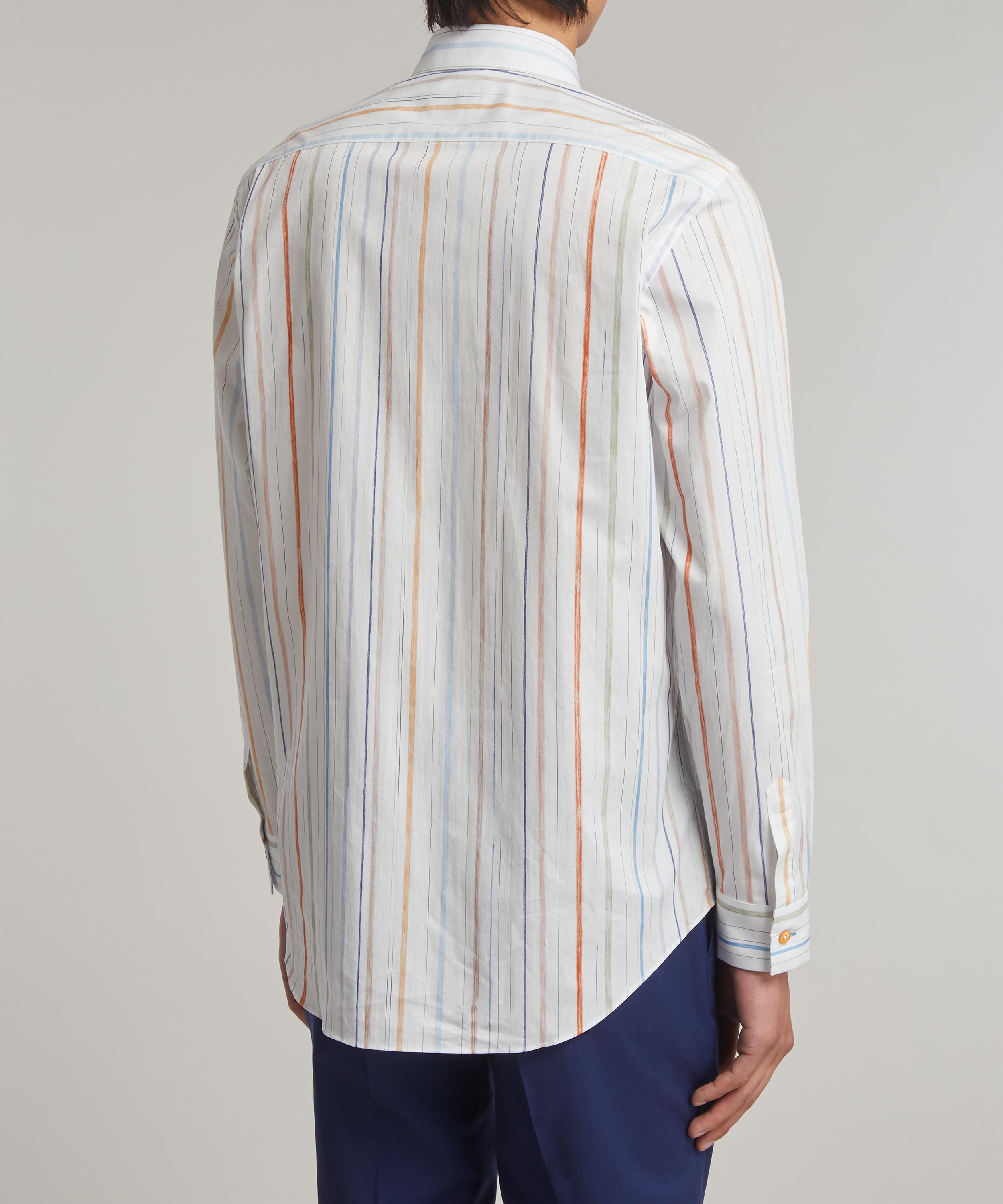 Paul Smith - White Multi-Stripe Regular Fit Cotton Shirt  image number 3