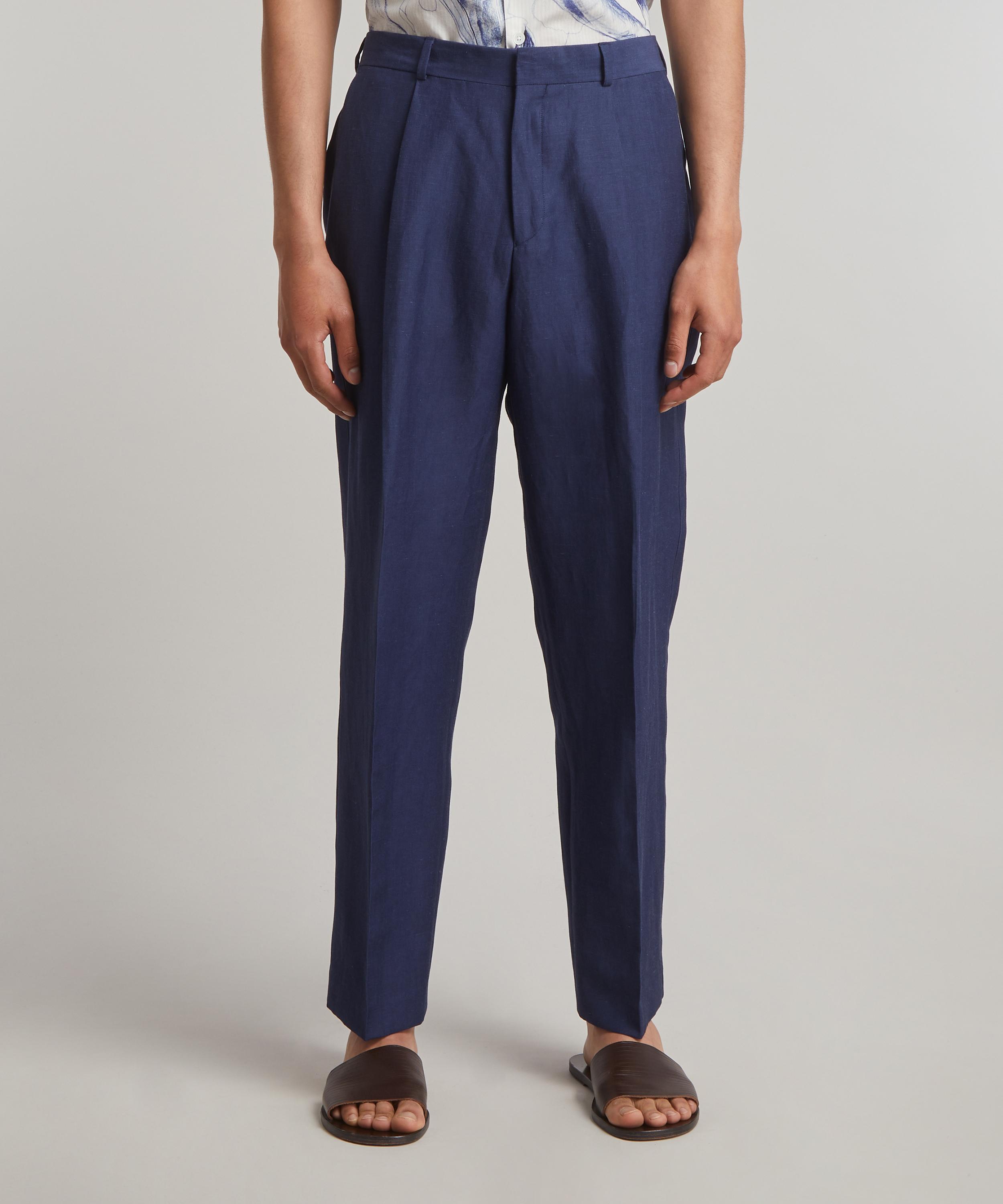 Paul Smith - Navy Linen-Wool Chino Trousers  image number 2