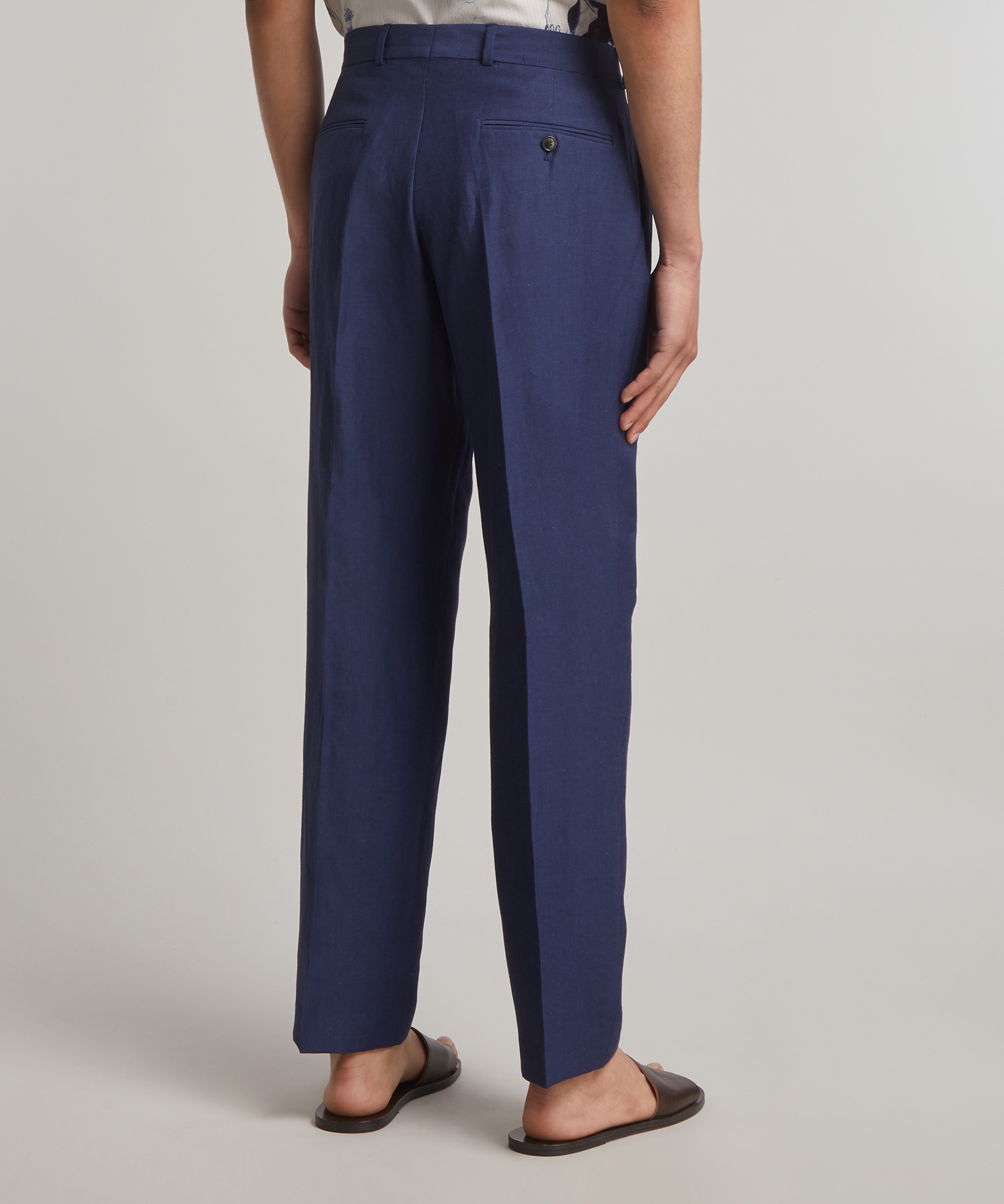 Paul Smith - Navy Linen-Wool Chino Trousers  image number 3