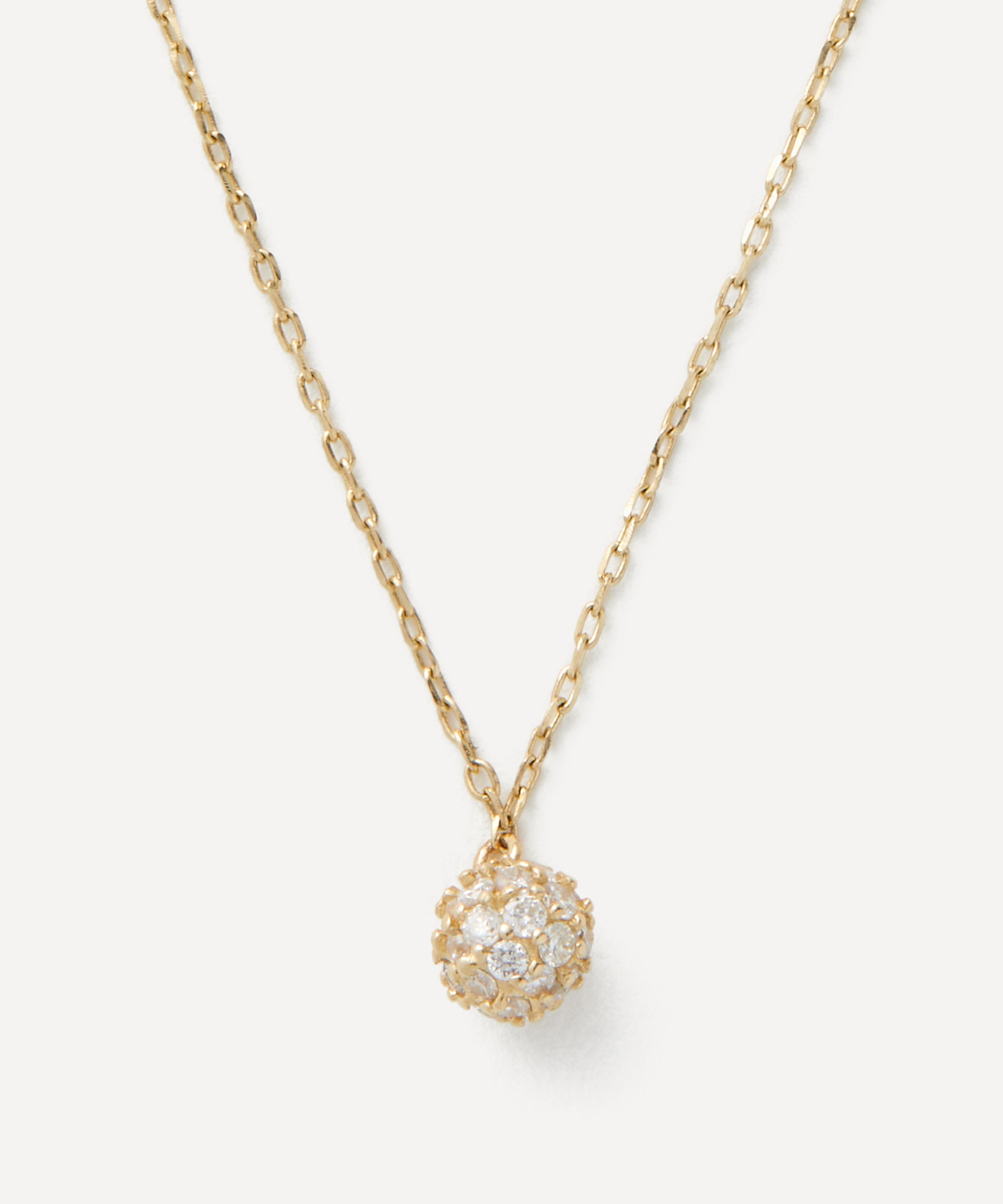 Mateo - 14ct Gold Diamond Ball Pendant Necklace image number 2