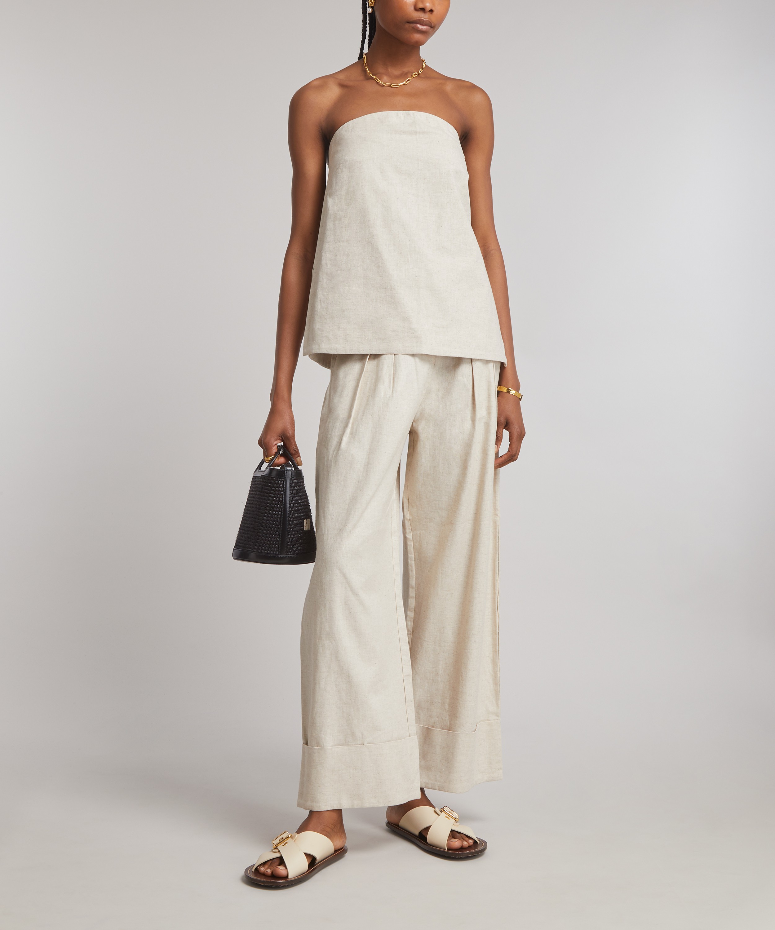 Aligne - Fresh Linen Wide Leg Trousers image number 1