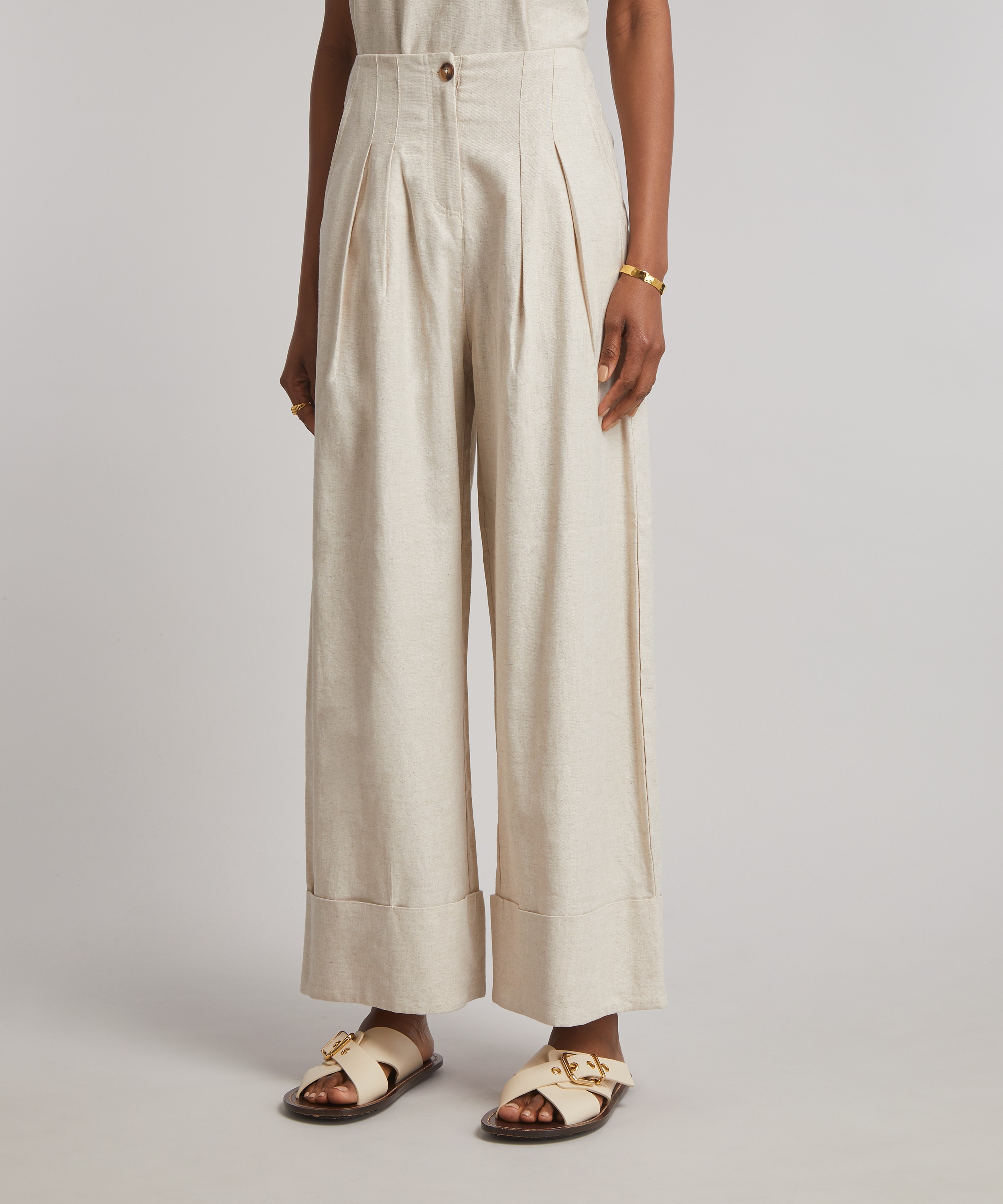 Aligne - Fresh Linen Wide Leg Trousers image number 2