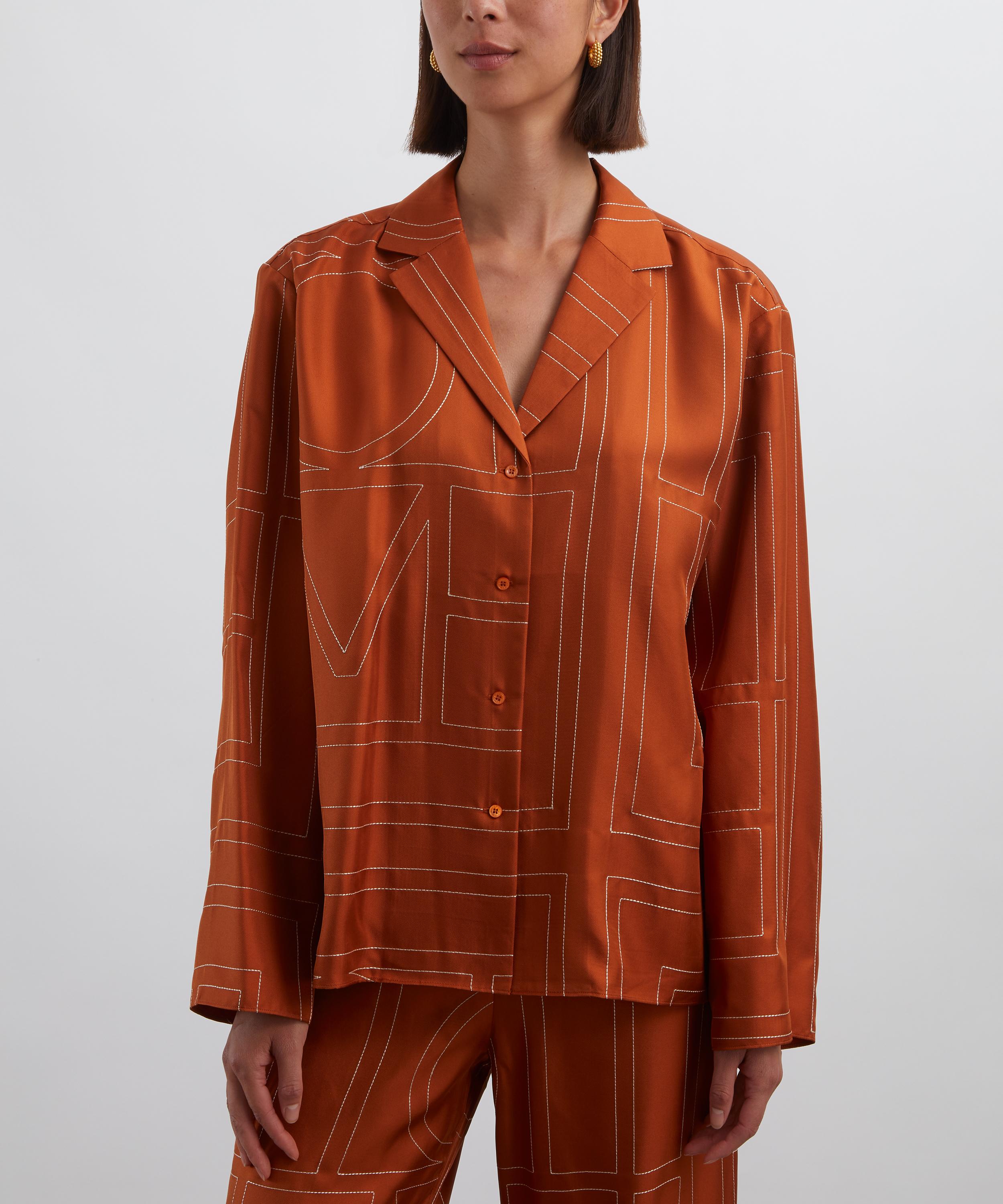 Toteme - Terracotta Monogram Silk Pyjama Top image number 2