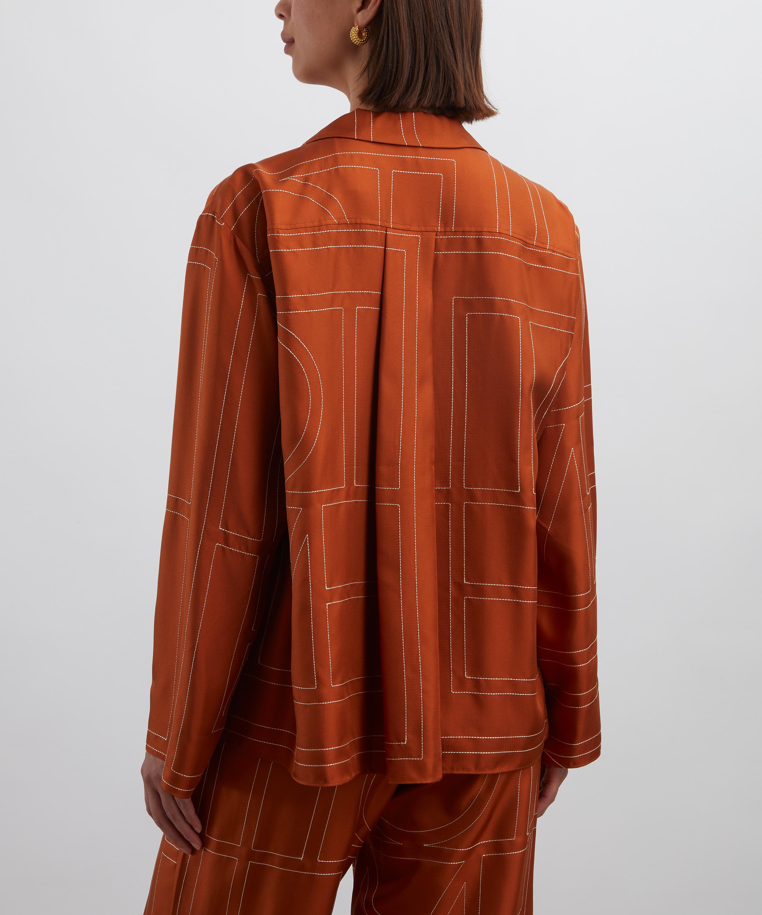 Toteme - Terracotta Monogram Silk Pyjama Top image number 3