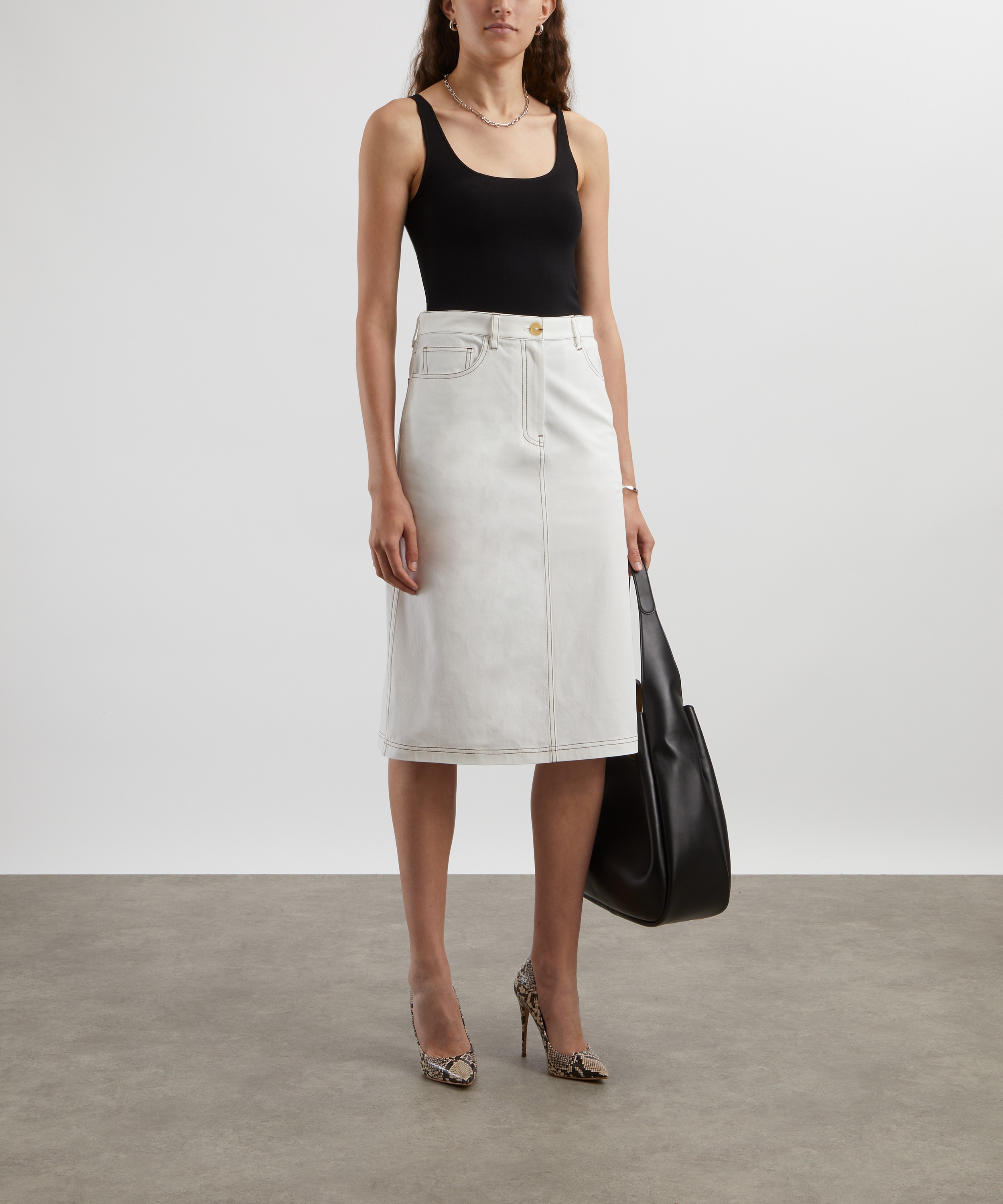 Toteme - Tumbled Cotton Midi-Skirt image number 1