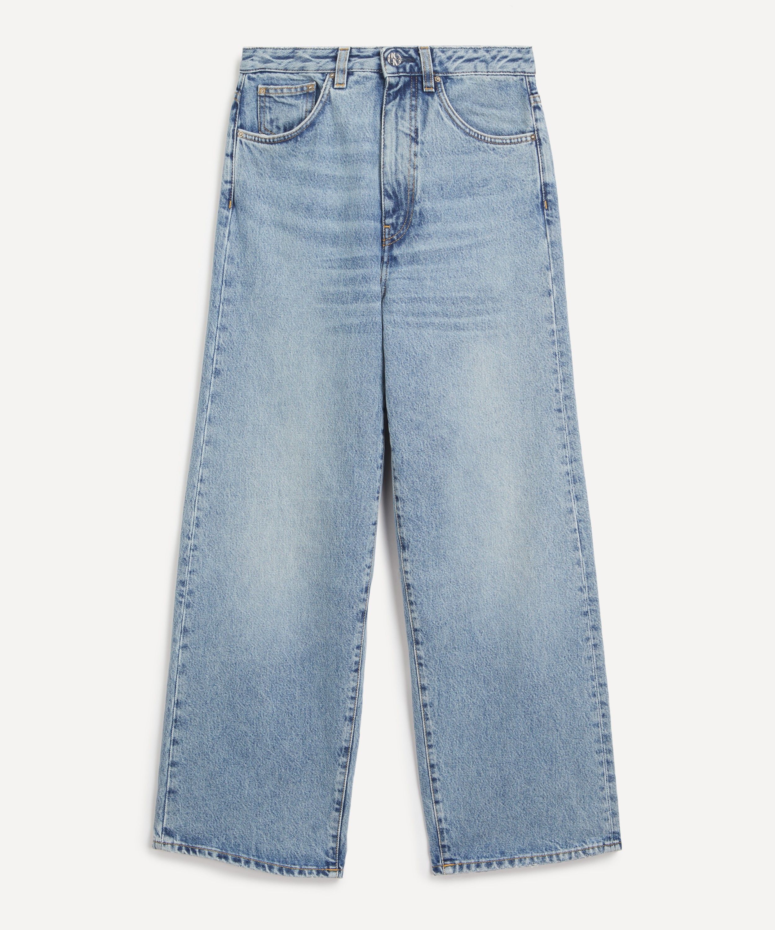 デニム・ジーパン TOTEME Woman Jeans Gnawed Blue 222232741 485 Toteme Flare Fit Worn Blue Jeans | Liberty