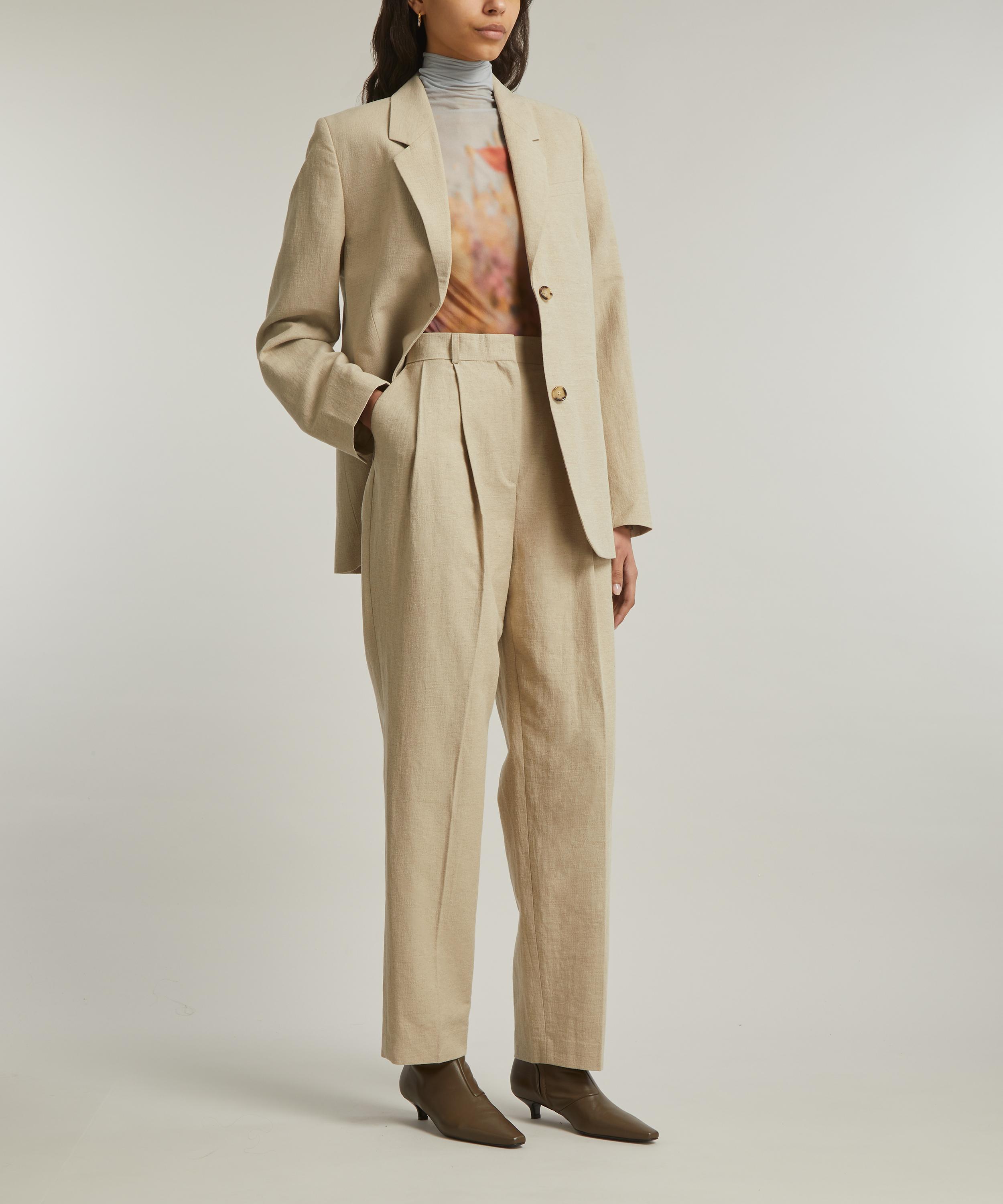 Toteme - Double-Pleated Linen Tailored Trousers image number 1