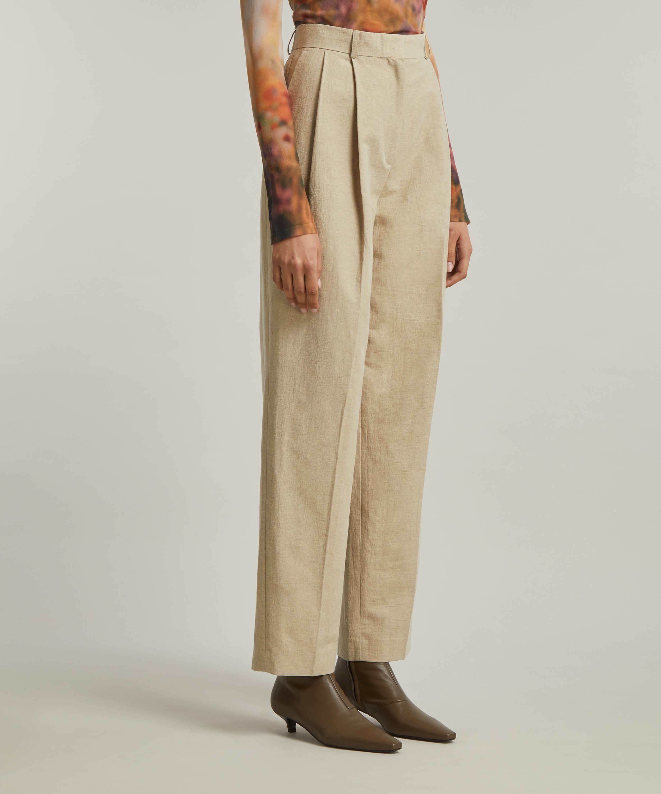 Toteme - Double-Pleated Linen Tailored Trousers image number 2