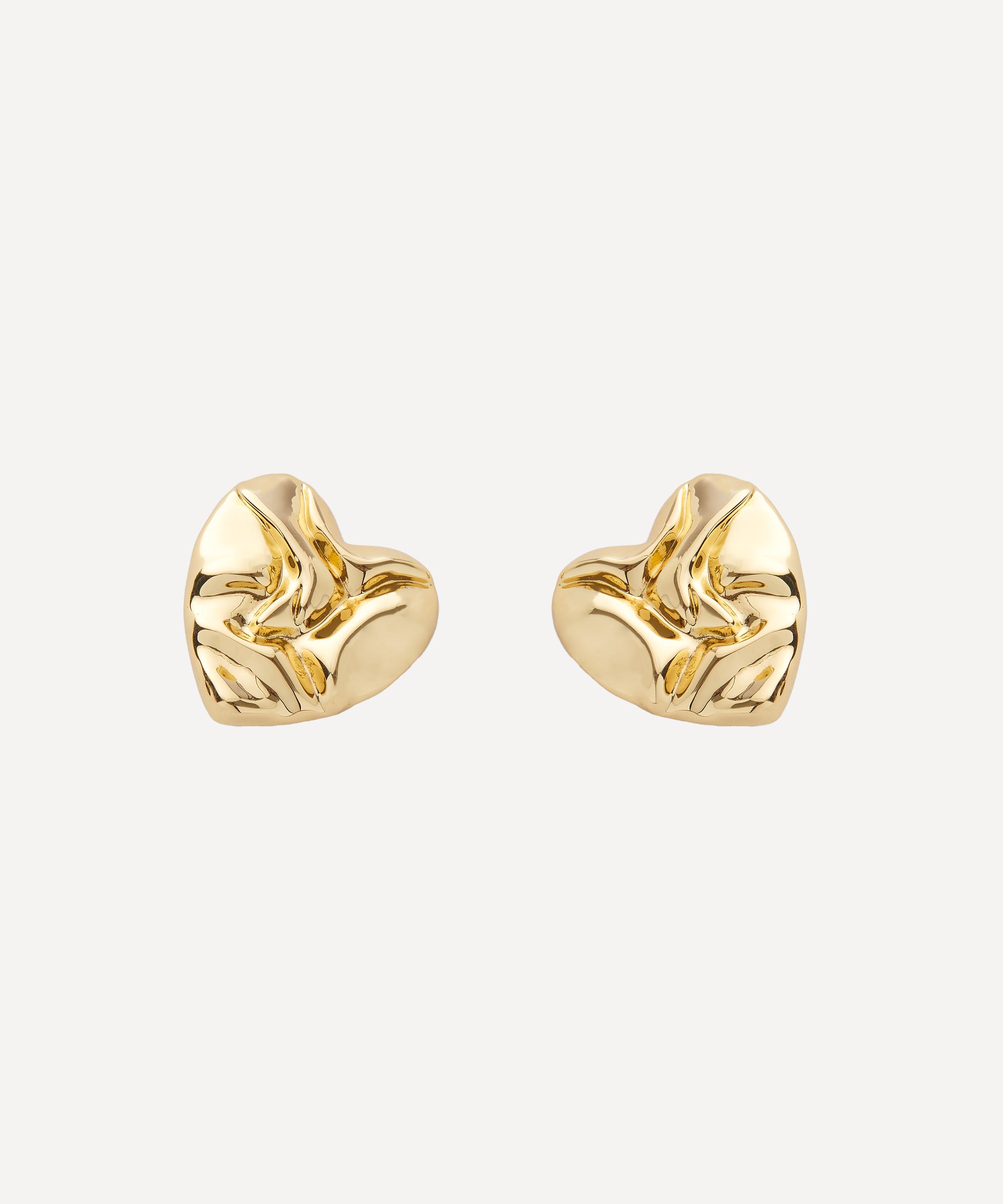 Martha Calvo - 14ct Gold-Plated Hammered Amor Stud Earrings image number 0