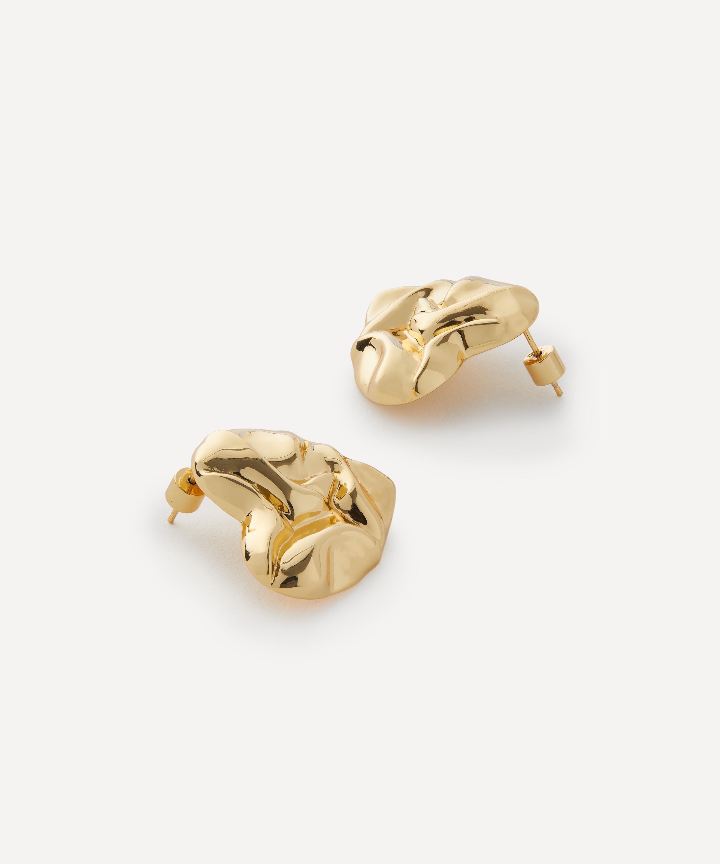 Martha Calvo - 14ct Gold-Plated Hammered Amor Stud Earrings image number 1