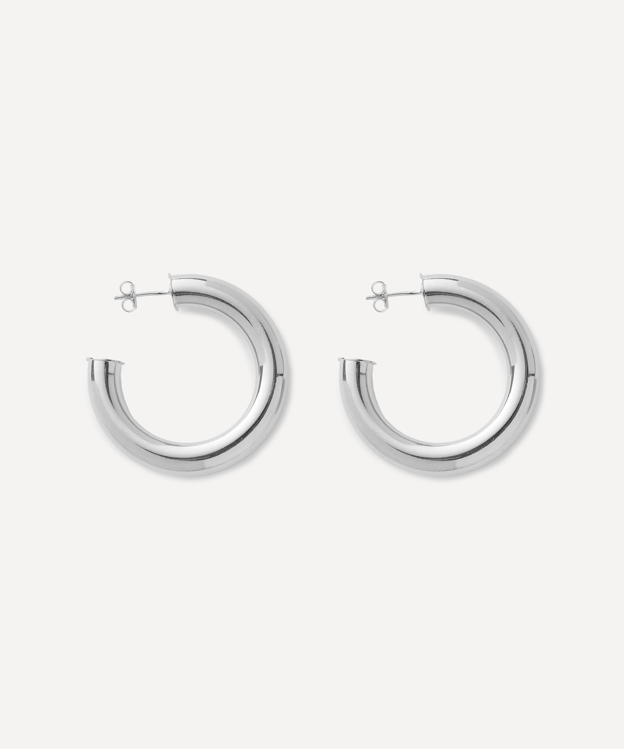 Martha Calvo - Rhodium-Plated Tubular Hoop Earrings image number 1