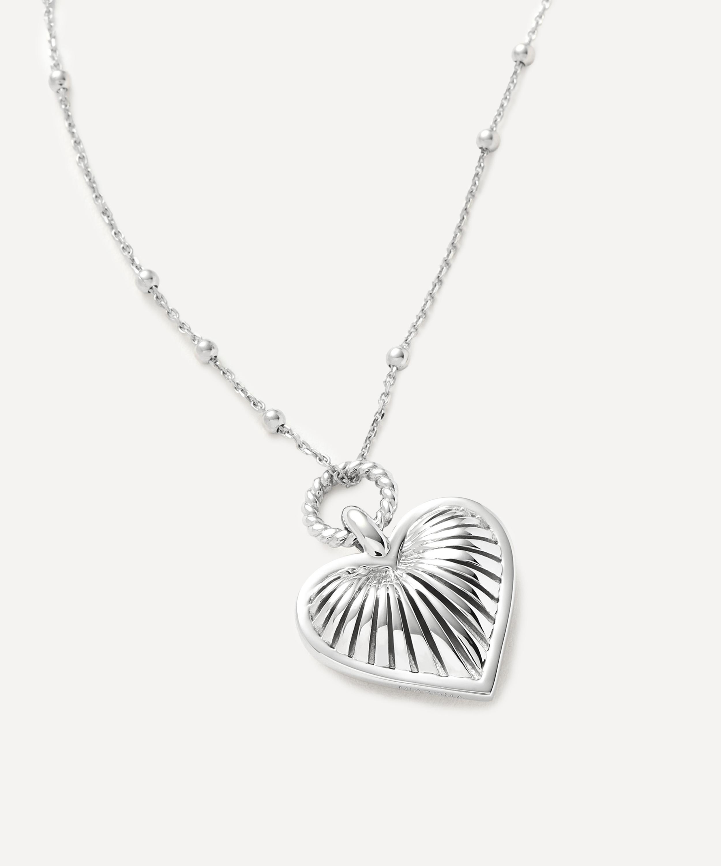 Missoma - Silver-Plated Vermeil Silver Ridge Heart Pendant Necklace image number 1
