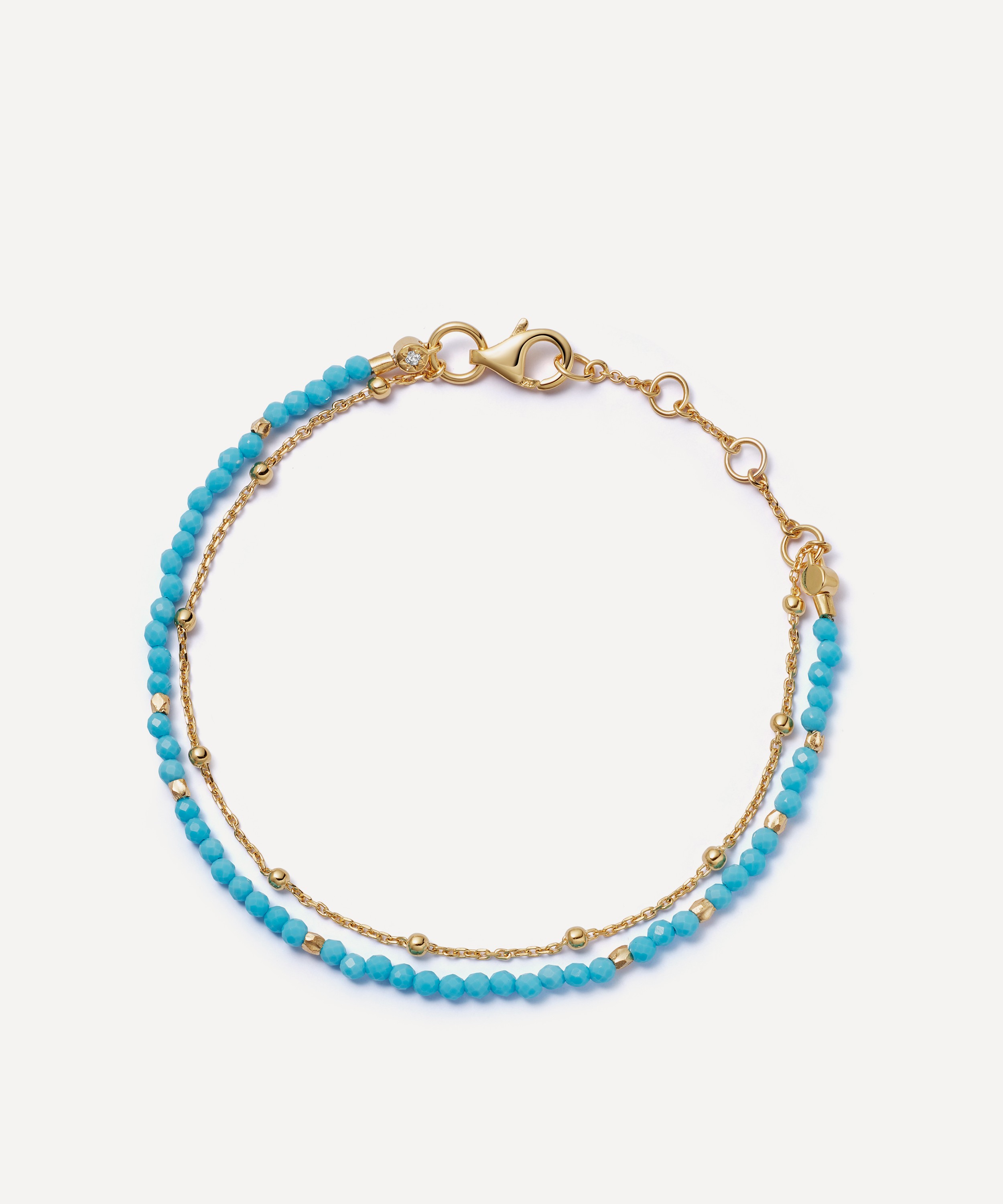 Astley Clarke - 18ct Gold-Plated Vermeil Silver Fine Biography Turquoise Bracelet image number 0