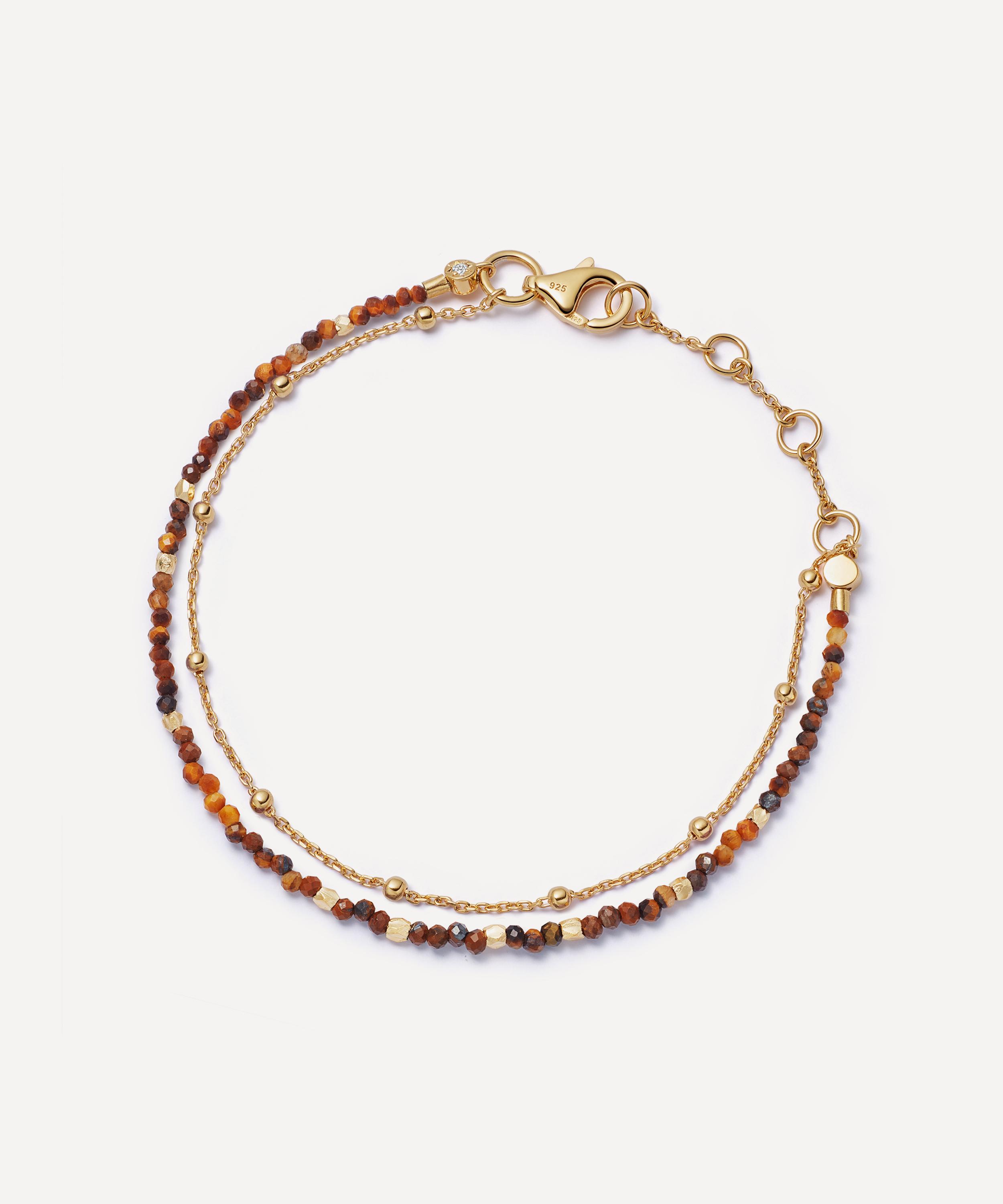 Astley Clarke - 18ct Gold-Plated Vermeil Silver Fine Biography Tigers Eye Bracelet image number 0