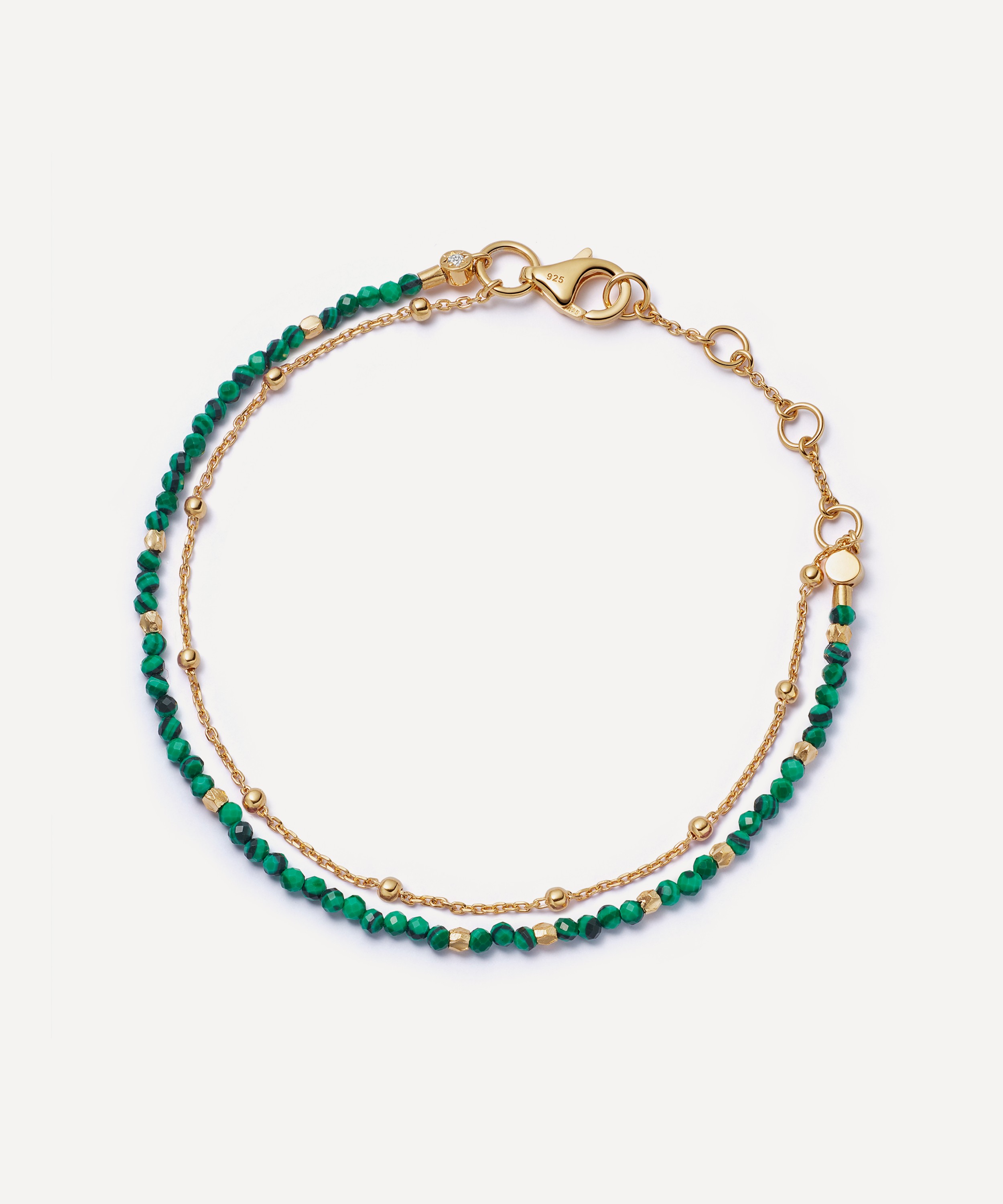 Astley Clarke - 18ct Gold-Plated Vermeil Silver Fine Biography Malachite Bracelet image number 0