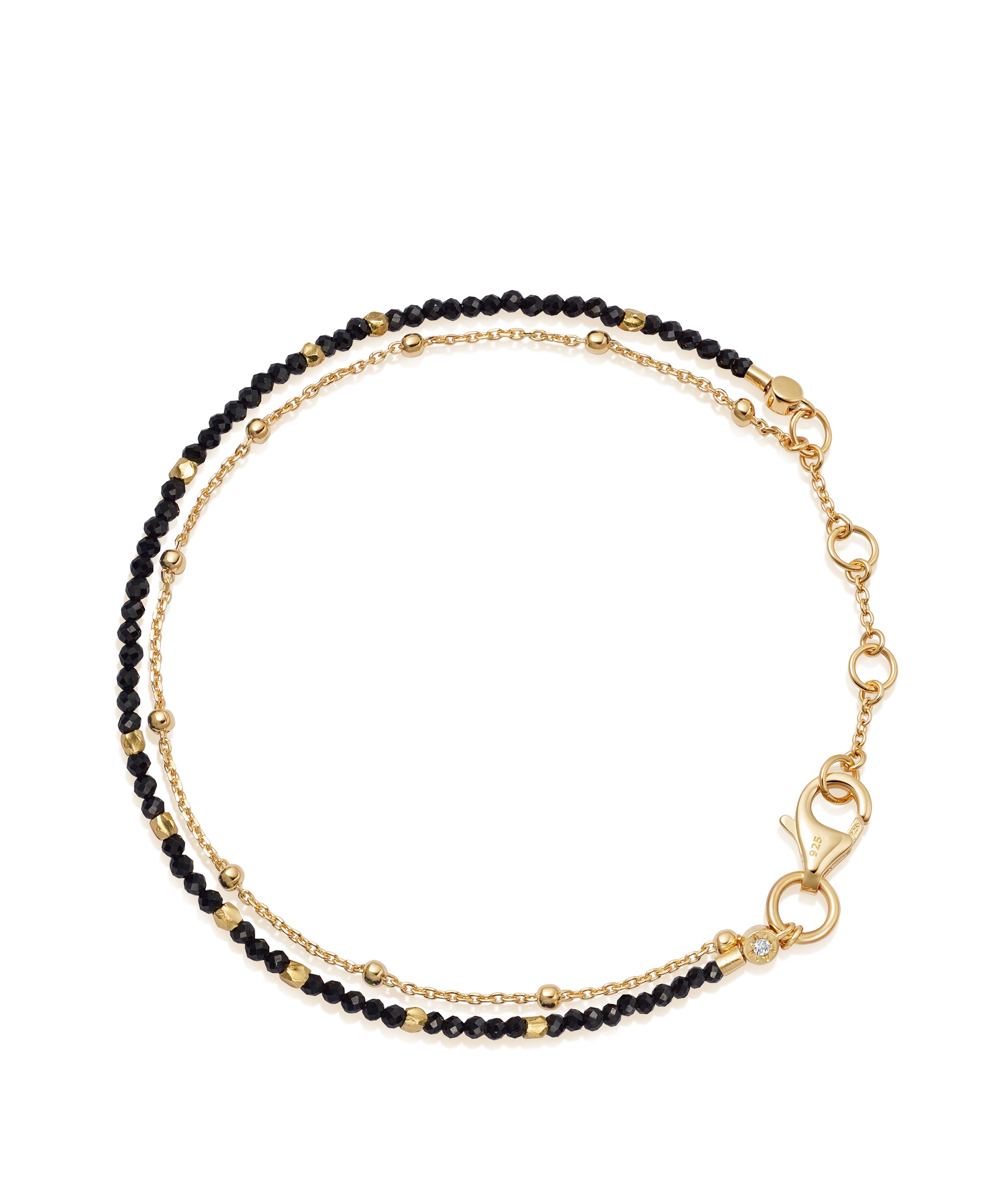 Astley Clarke - 18ct Gold-Plated Vermeil Silver Fine Biography Black Spinel Bracelet image number 0