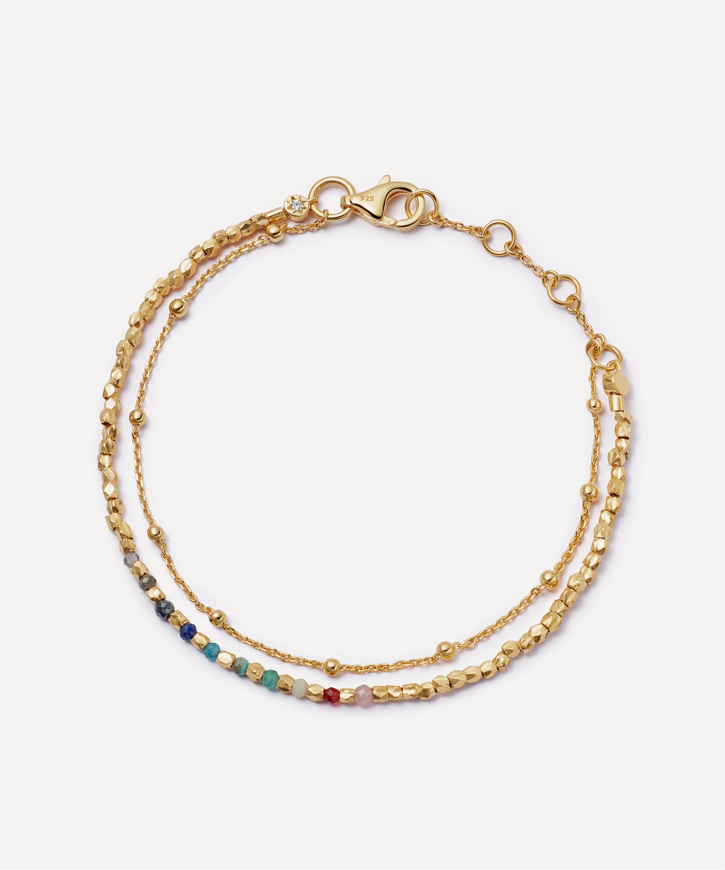 Astley Clarke - 18ct Gold-Plated Vermeil Silver Fine Biography Rainbow Gemstone Bracelet image number 0